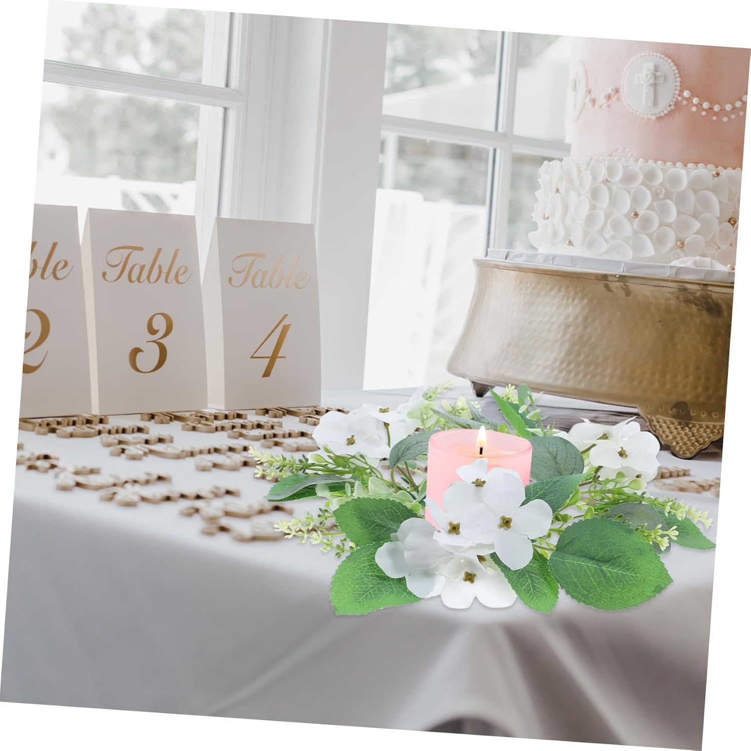 VINTORKY Artificial Eucalyptus Wreath Candle Decor