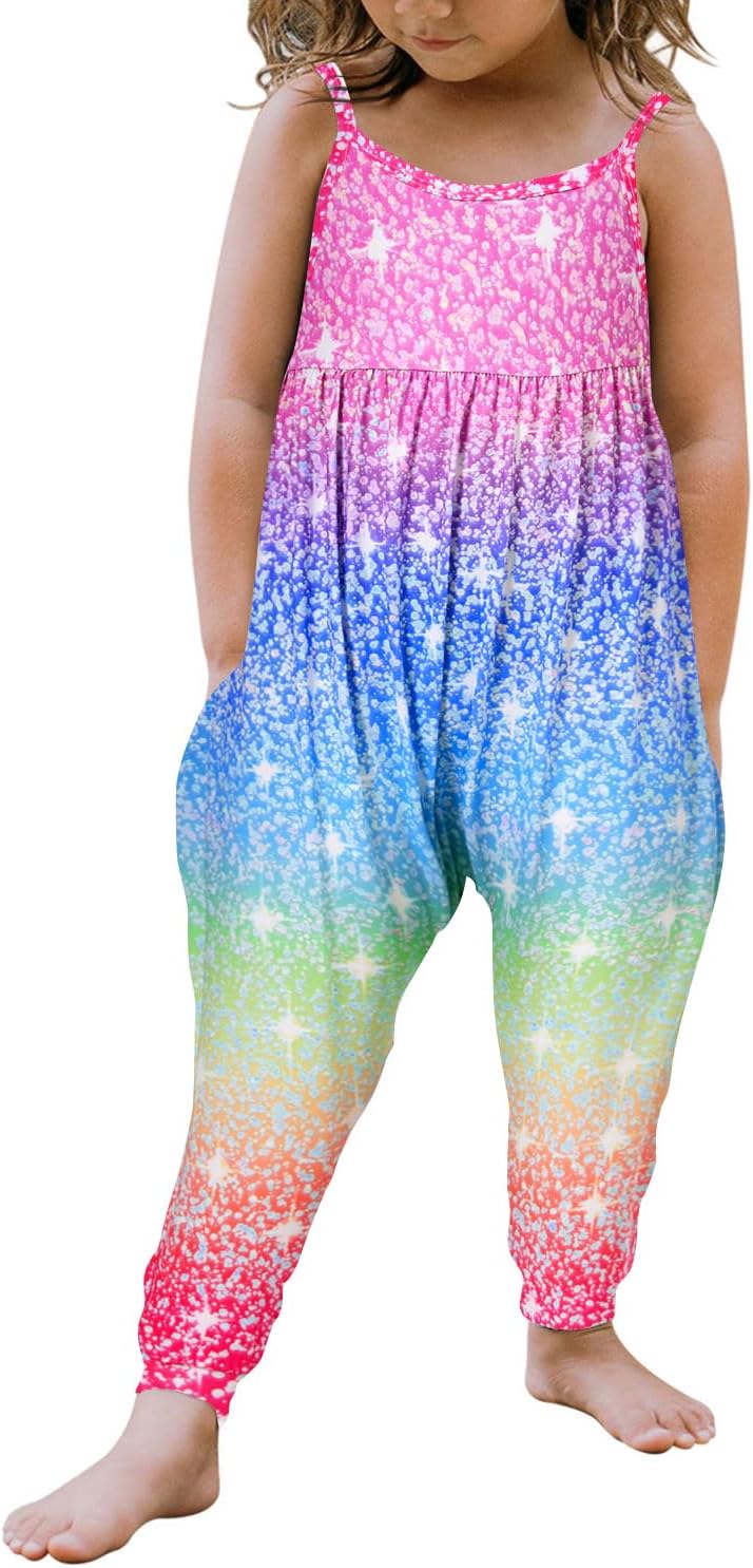 Yousie Toddler Girls Floral Dinosaur Jumpsuit