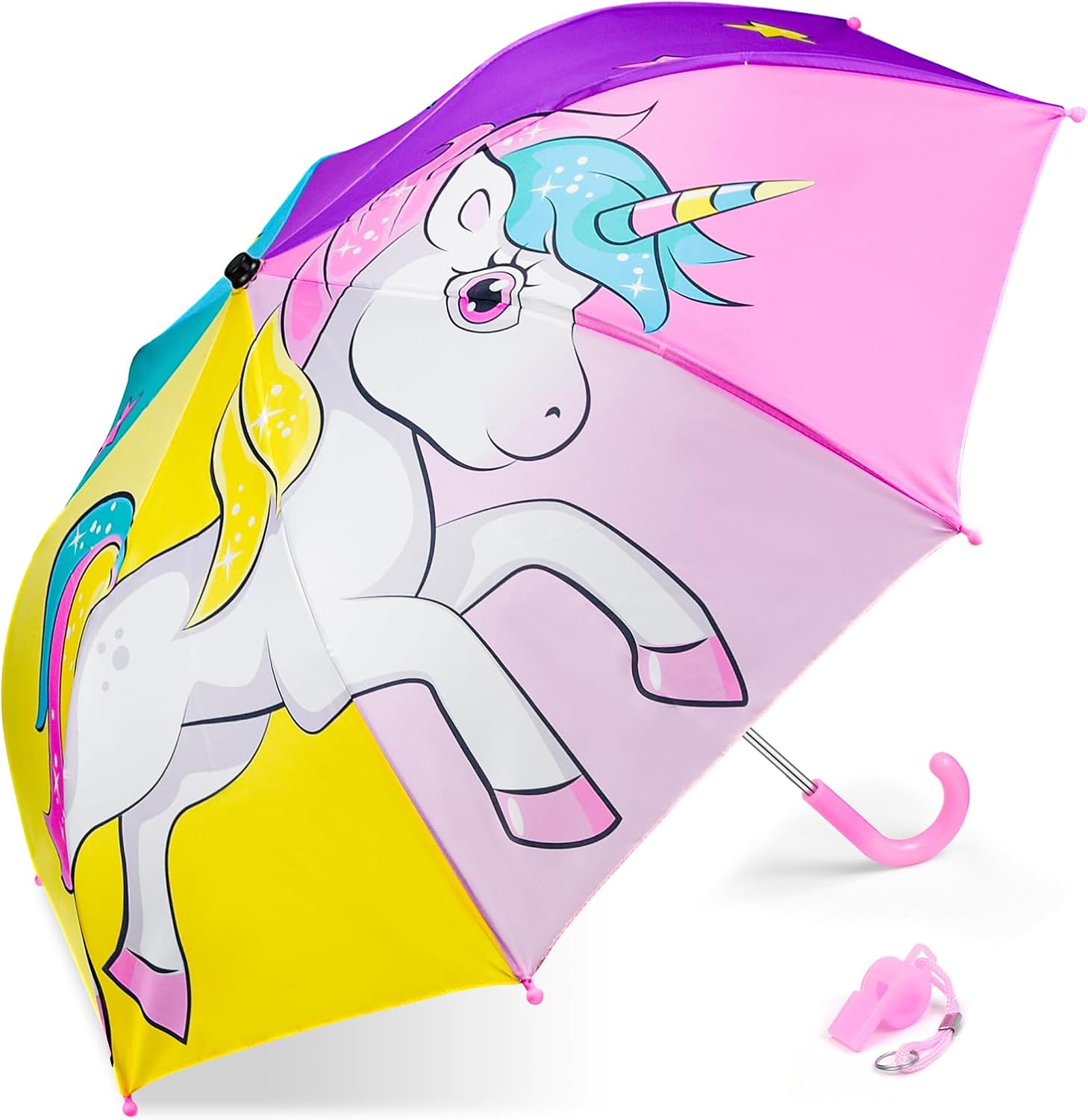 EAONE Kids Umbrella with J Handle and Whistle