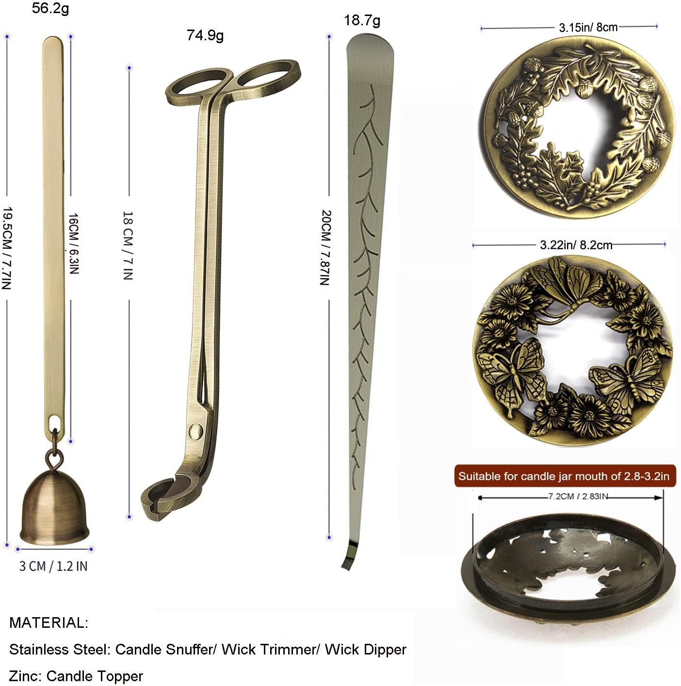 DORAFO 5 in 1 Candle Accessory Set with Gift Box - Bronze
