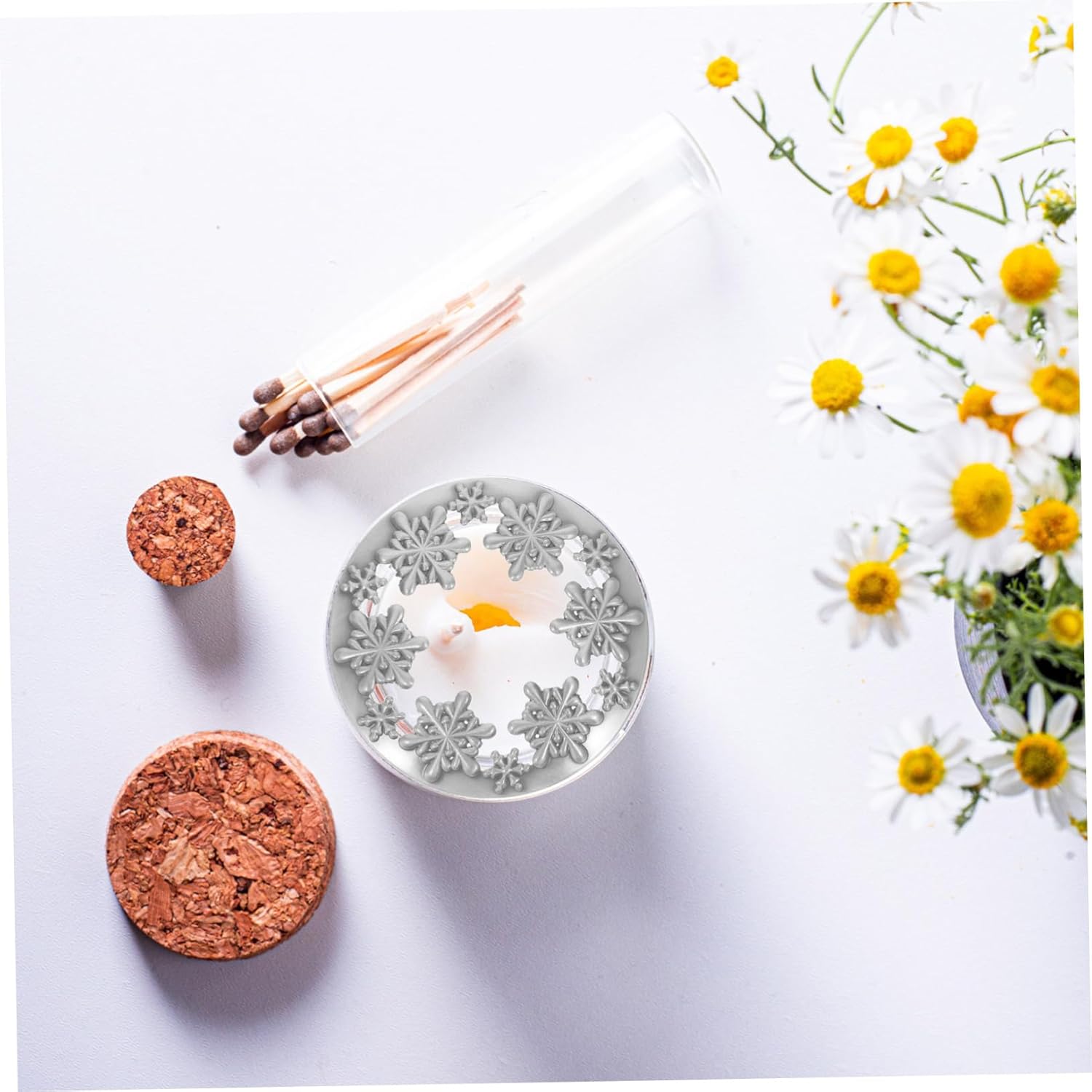 VILLCASE Vintage Snowflake Candle Jar Lid Cover