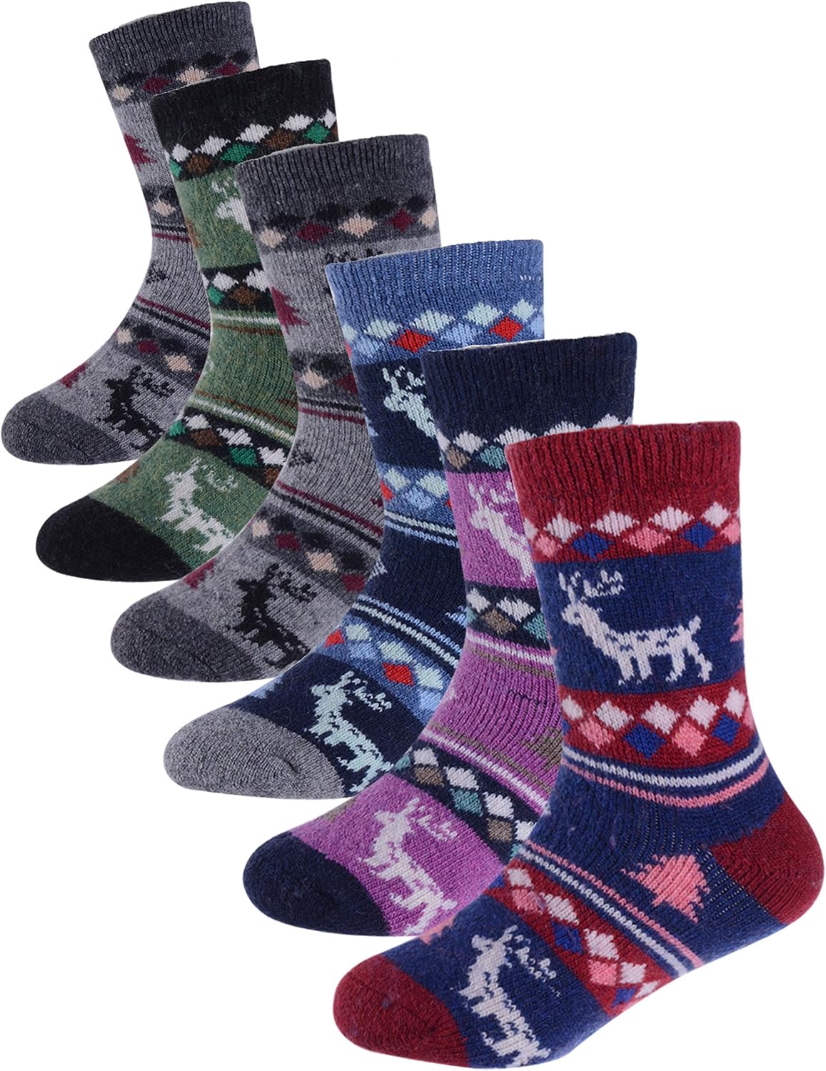ProEtrade Thick Merino Wool Socks 6 Pack Kids Winter Hiking