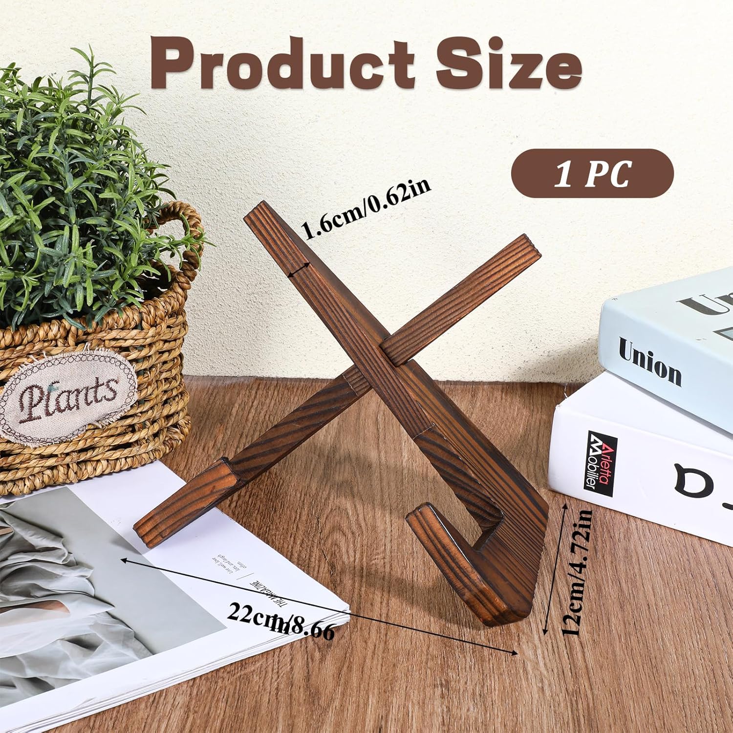 ElevateTech Wooden Plate Holder Display Stand 65 Inch
