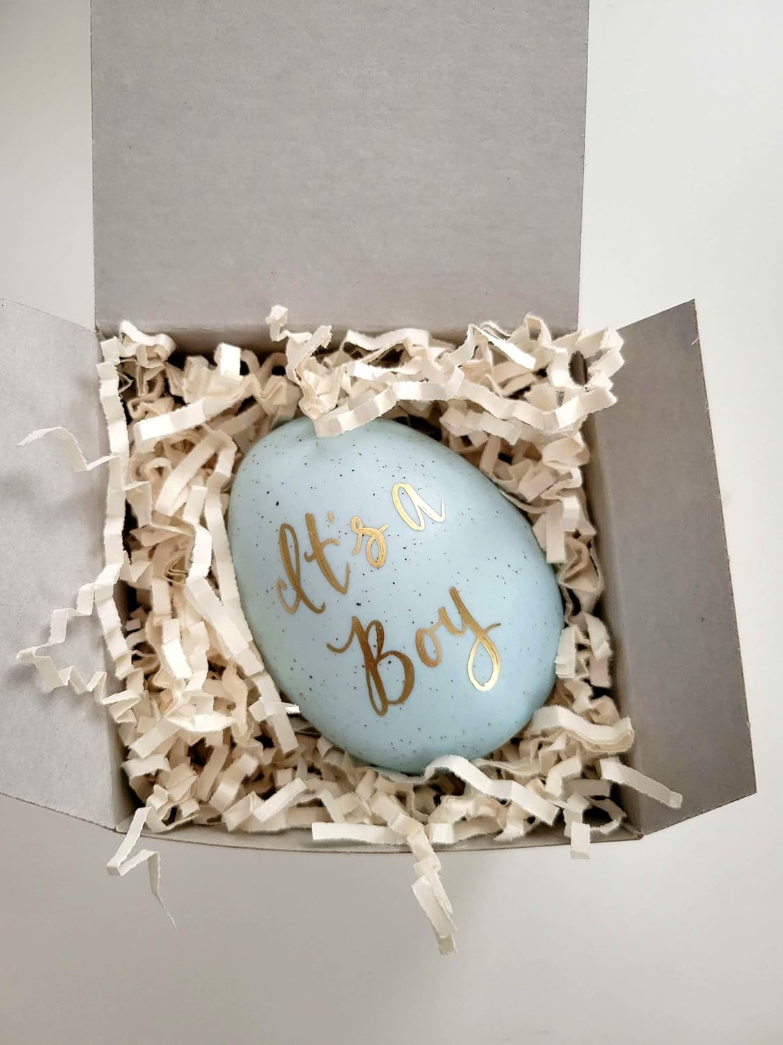 Handmade Its a Boy Easter Egg Blue Ceramic