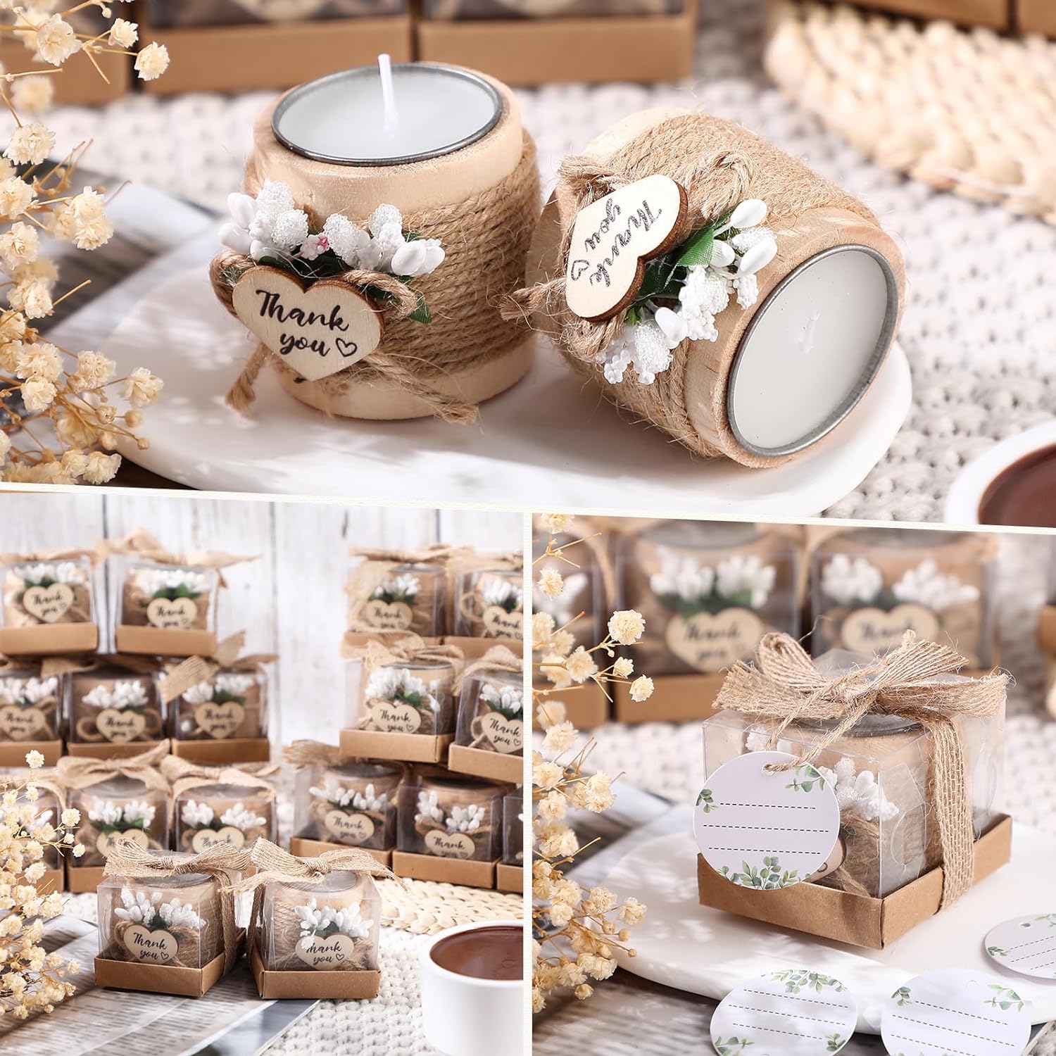 Retisee Wood Candle Holders 24 Sets Wedding Favors 1