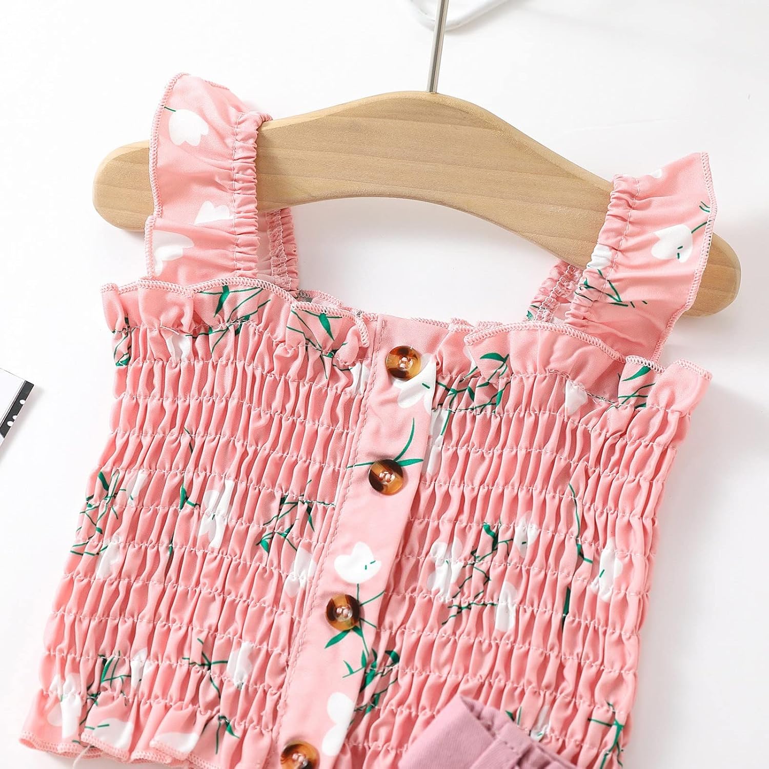 Toddler Girls Floral Print Smocked Outfit Set