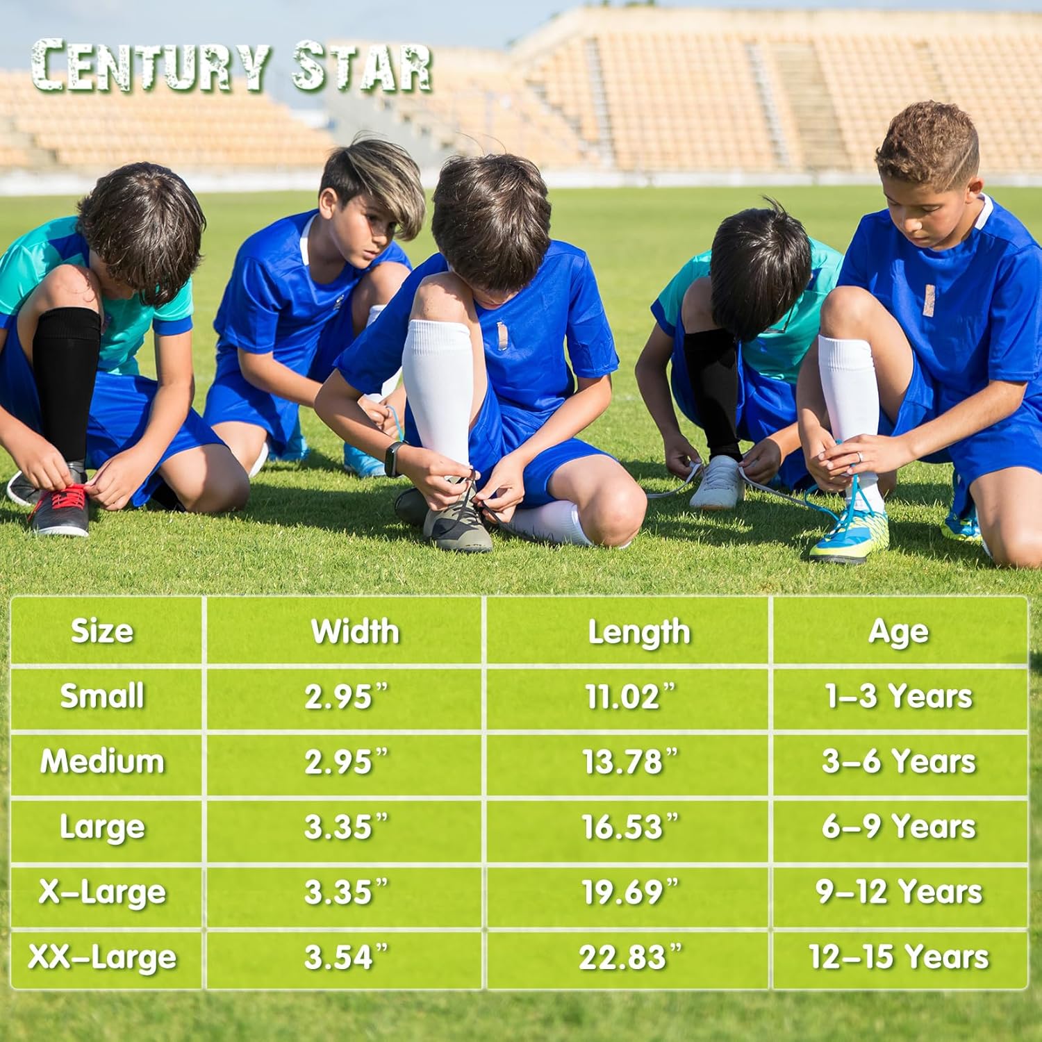 Century Star Striped Soccer Socks for Kids