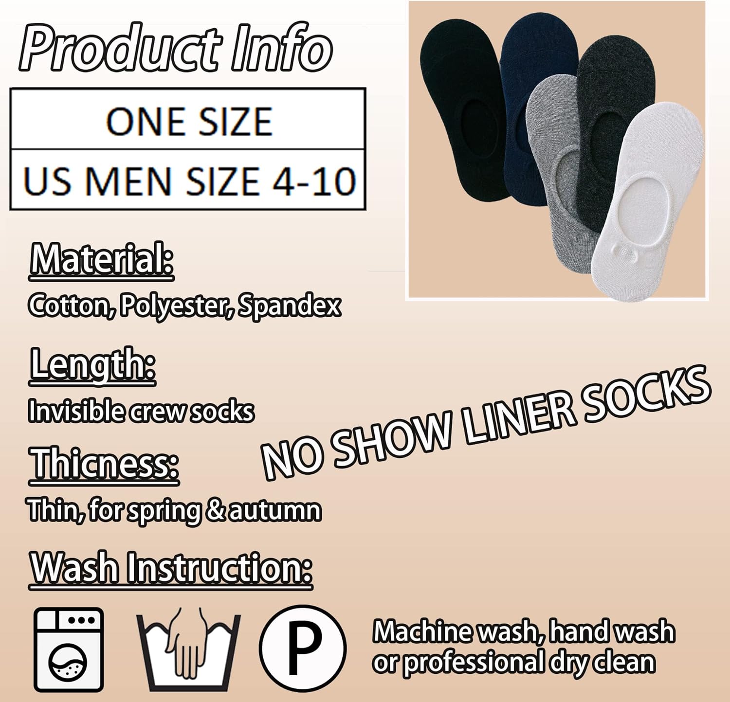 CHUNFO No Show Footie Socks - 5 or 10 Pairs