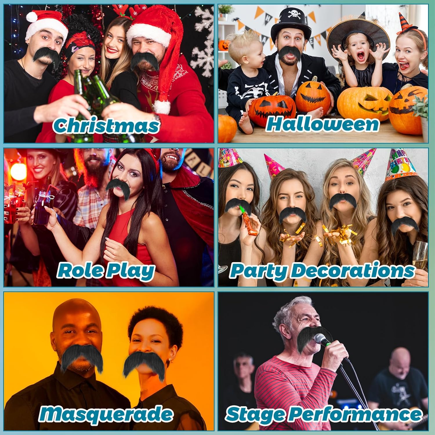 Yolev Fake Mustache Black Beard Adhesive for Adults