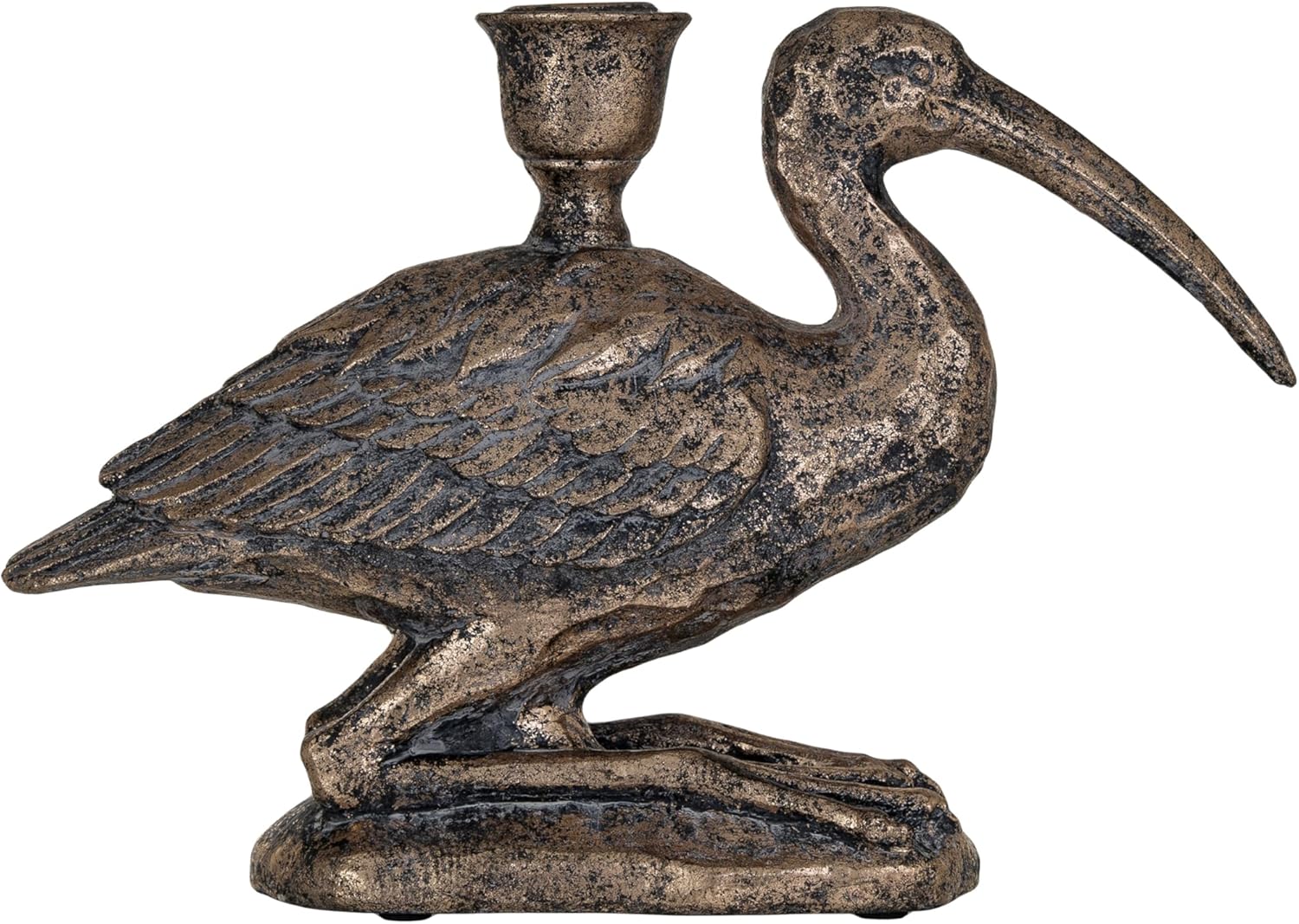 Creative Co-Op Decorative Resin Bird Taper Holder Distressed Gold