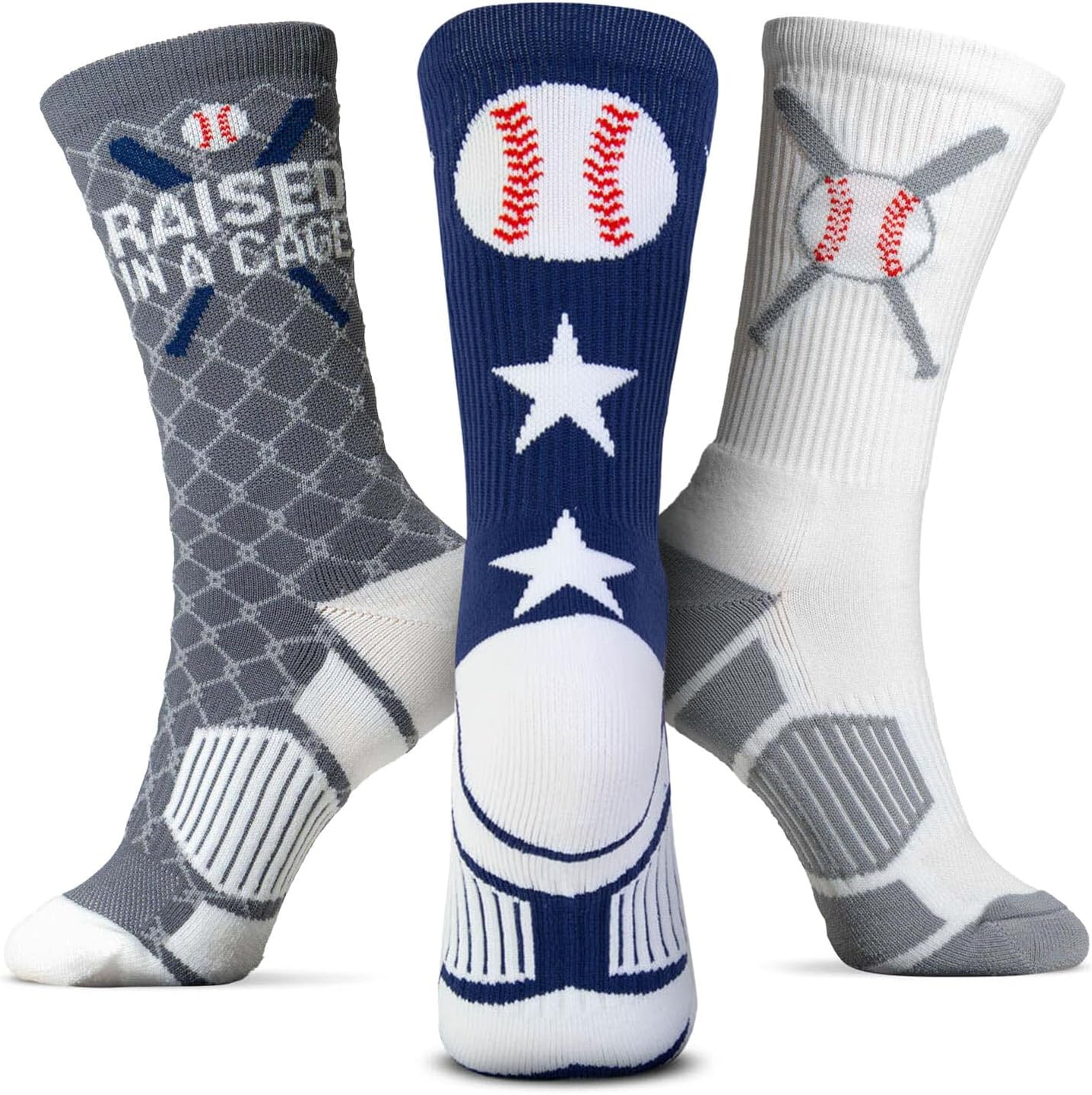 ChalkTalkSPORTS Baseball Crew Socks Set of 3 - Youth Adult