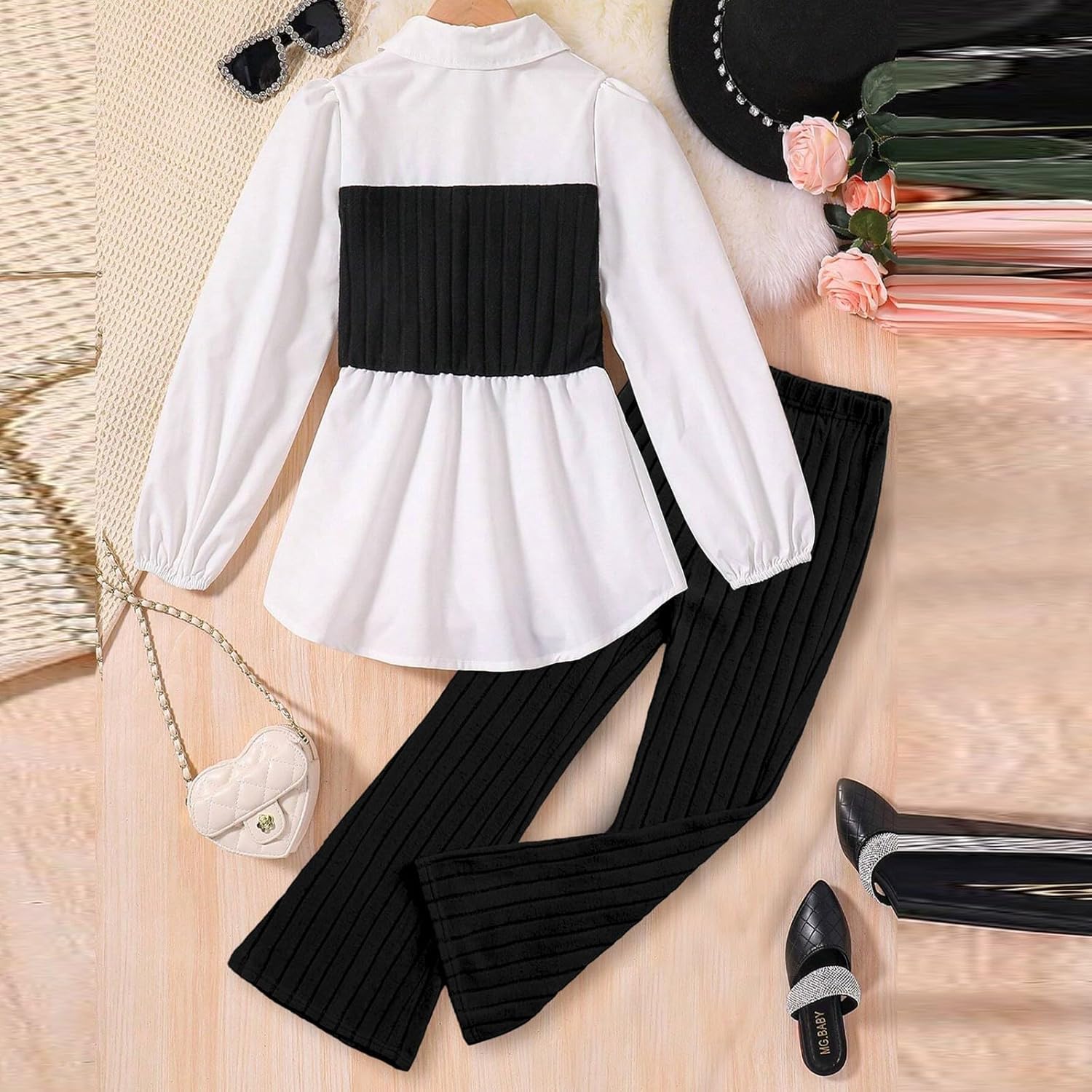 Baby Clothes Girl Denim Shirt and Wide Leg Pants Set