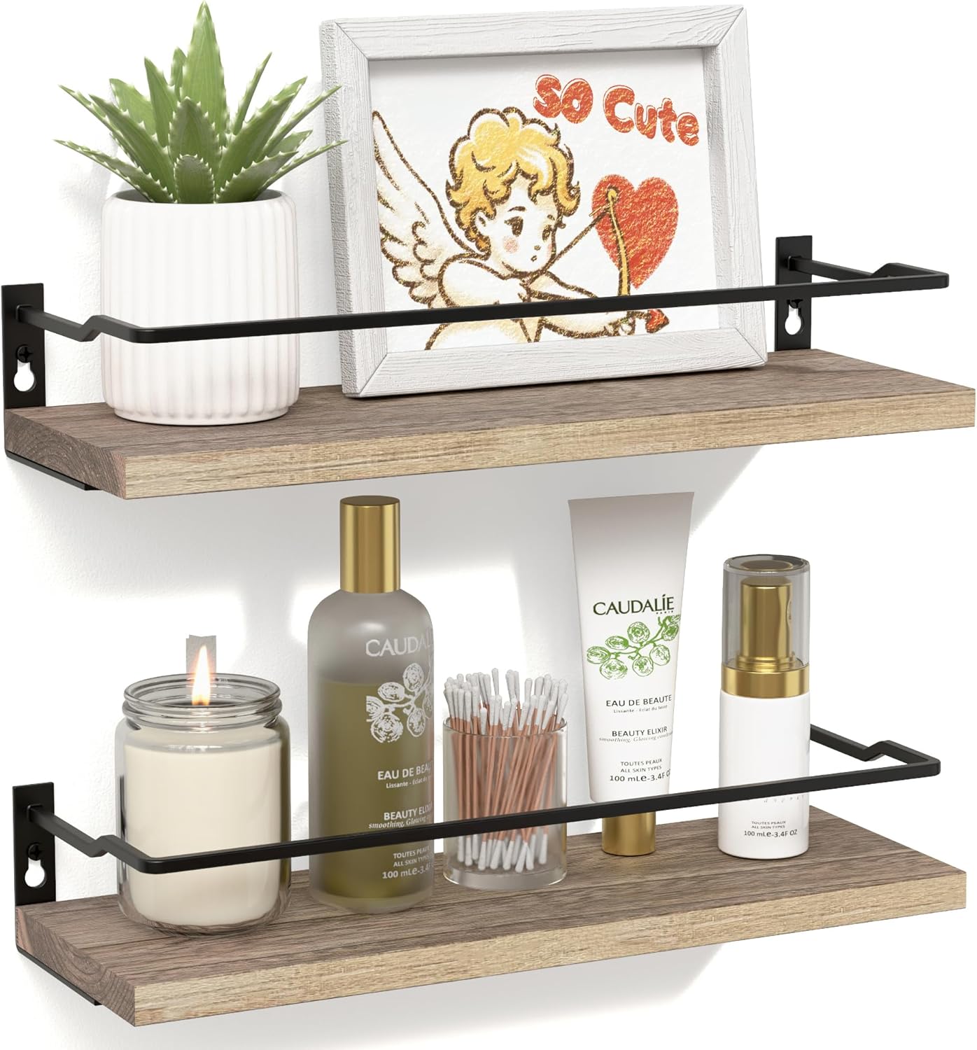 RICHER HOUSE Floating Bathroom Shelves Set of 2 Carbonized Black