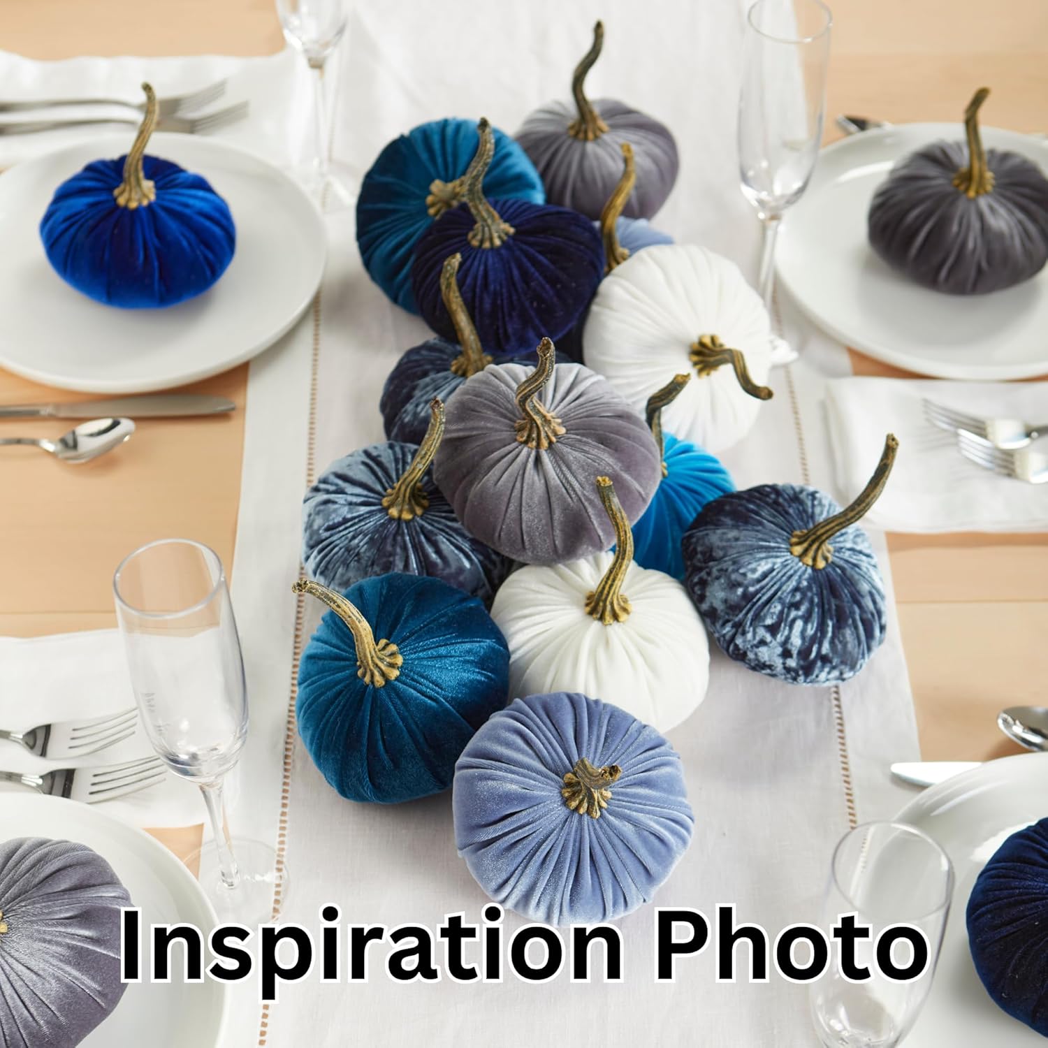 Set of 4 Small Velvet Pumpkins for Home Decor