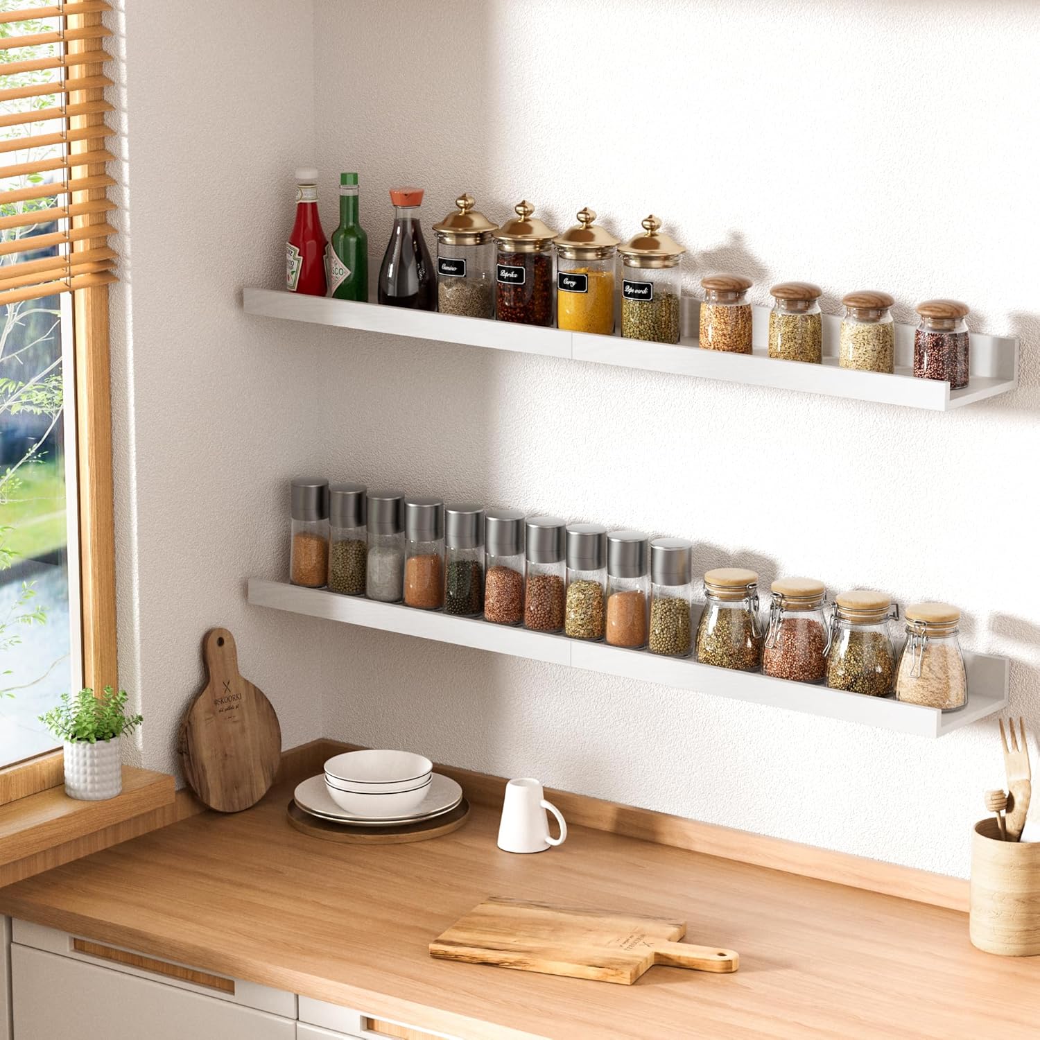 upsimples Floating Shelves Set of 6 White Wall Mounted Decor