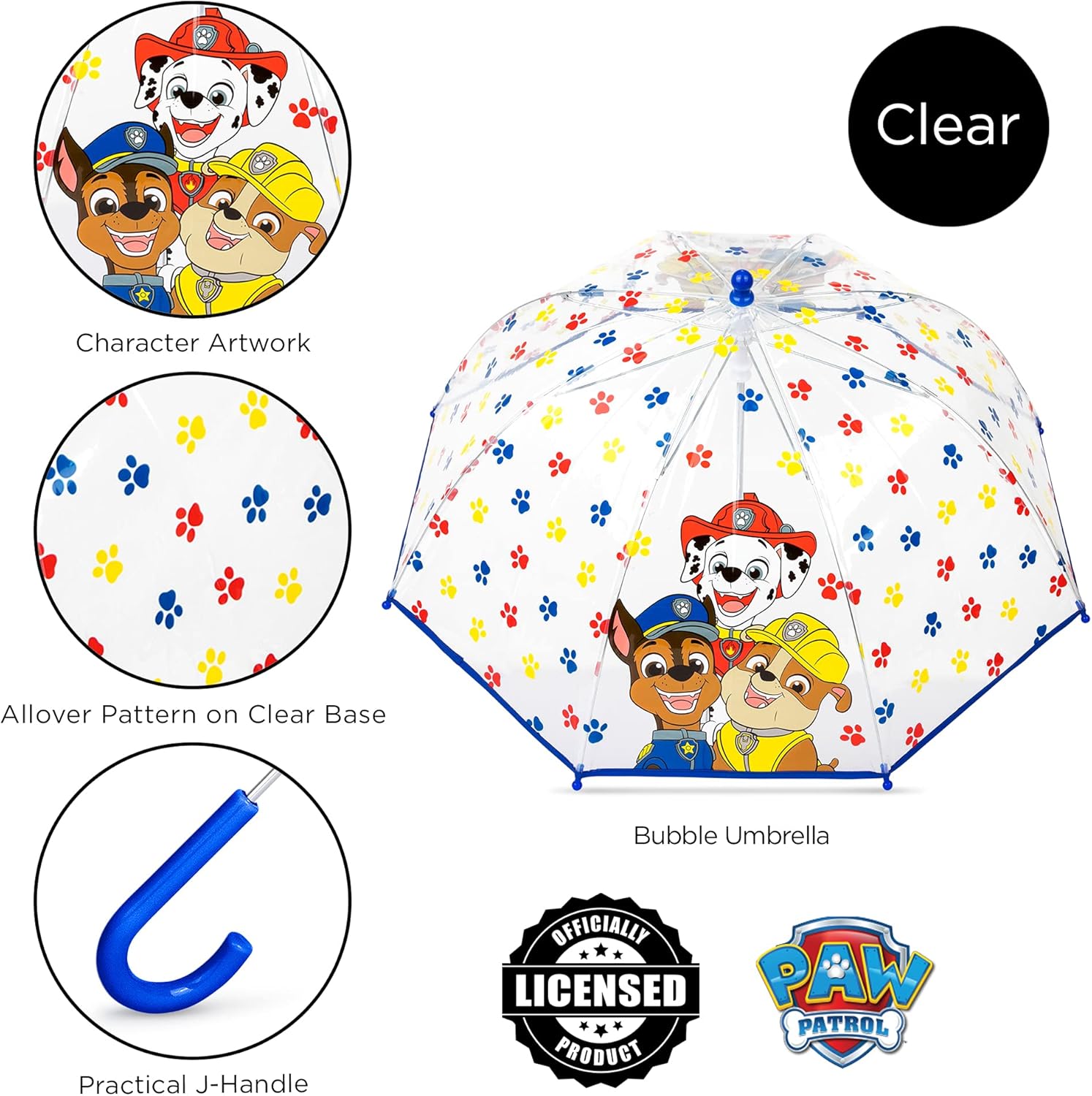 Clear Umbrella for Boys with Paw Patrol Design