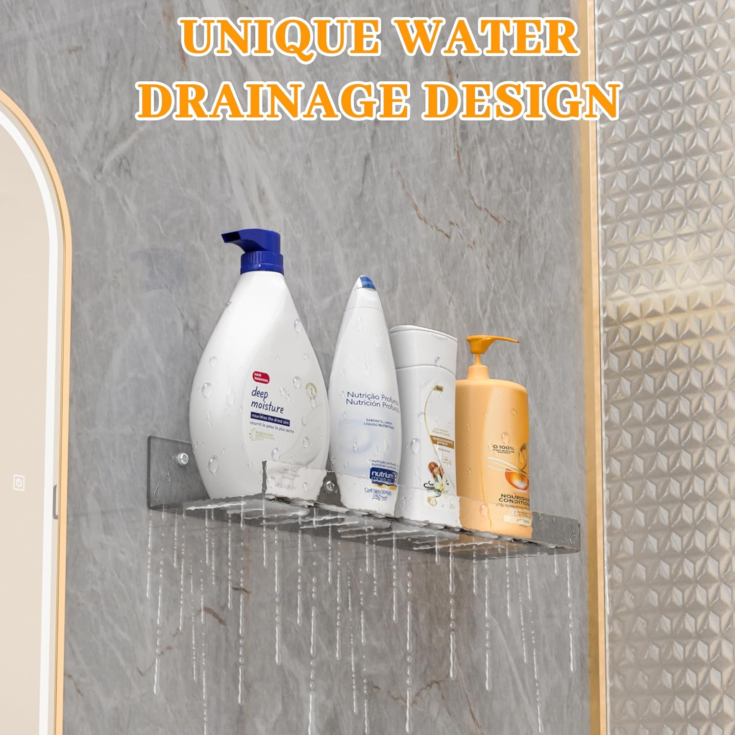 4-Pack Floating Shelves Wall Storage with Adhesive Hooks