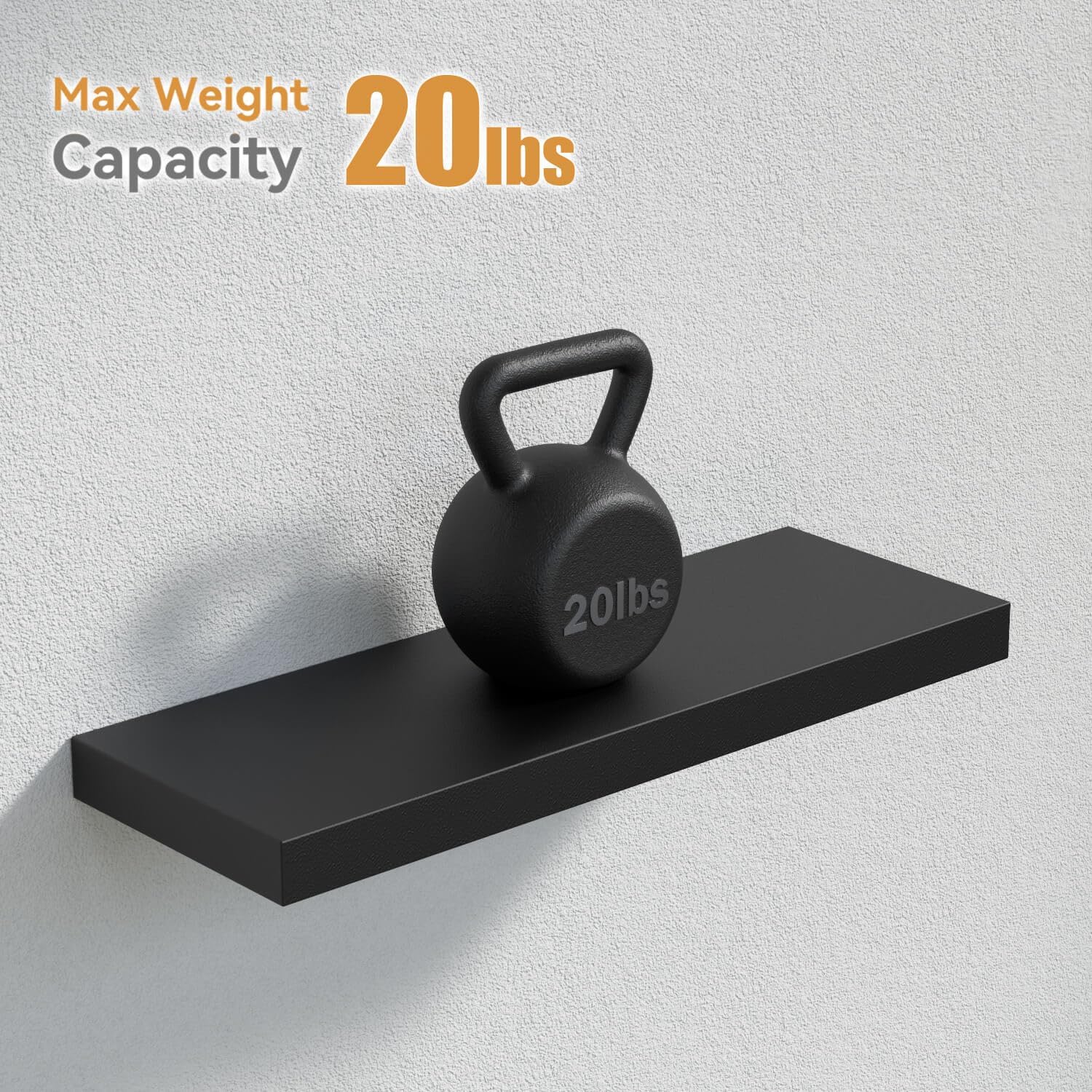 Boswillon 4-Pack Black Floating Shelves for Wall