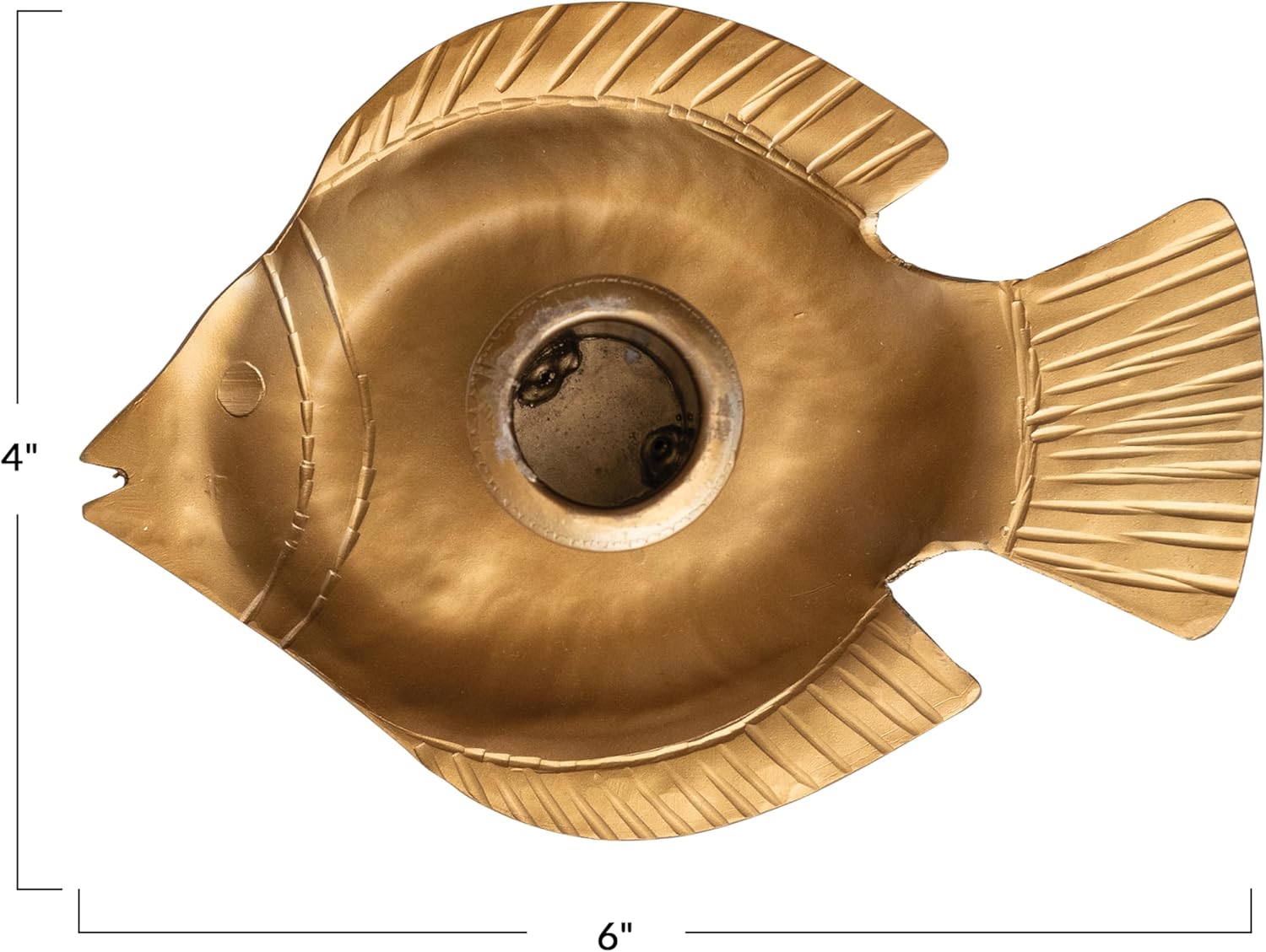 Creative Co-Op Taper Holder with Fish Tray in Antique Gold