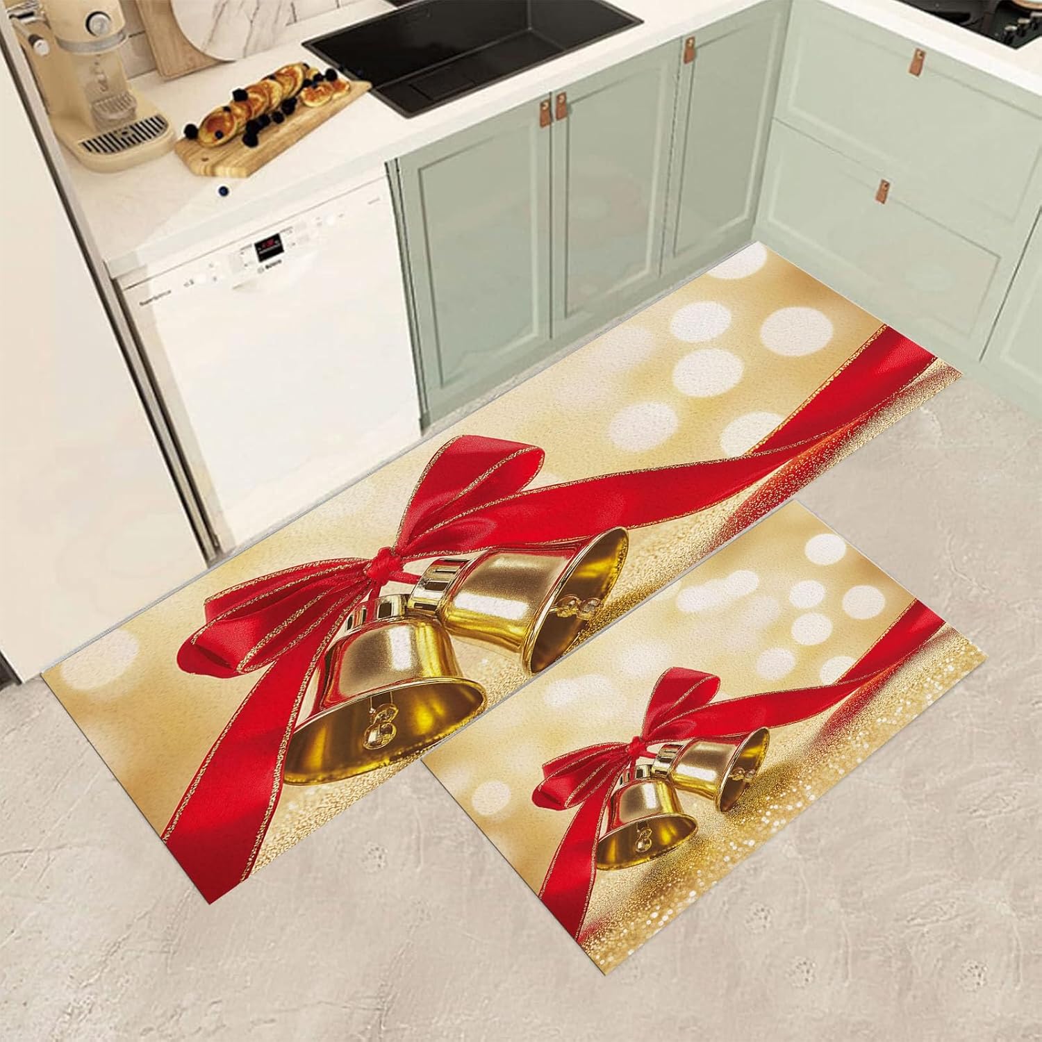 JRZEOCI Kitchen Mat Set 2PCS Waterproof Non-Slip 1