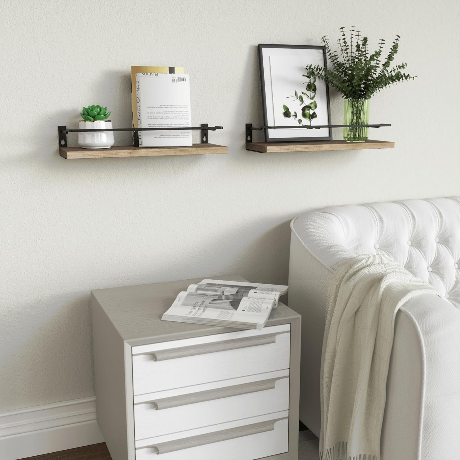 RICHER HOUSE Floating Bathroom Shelves Set of 2 Carbonized Black