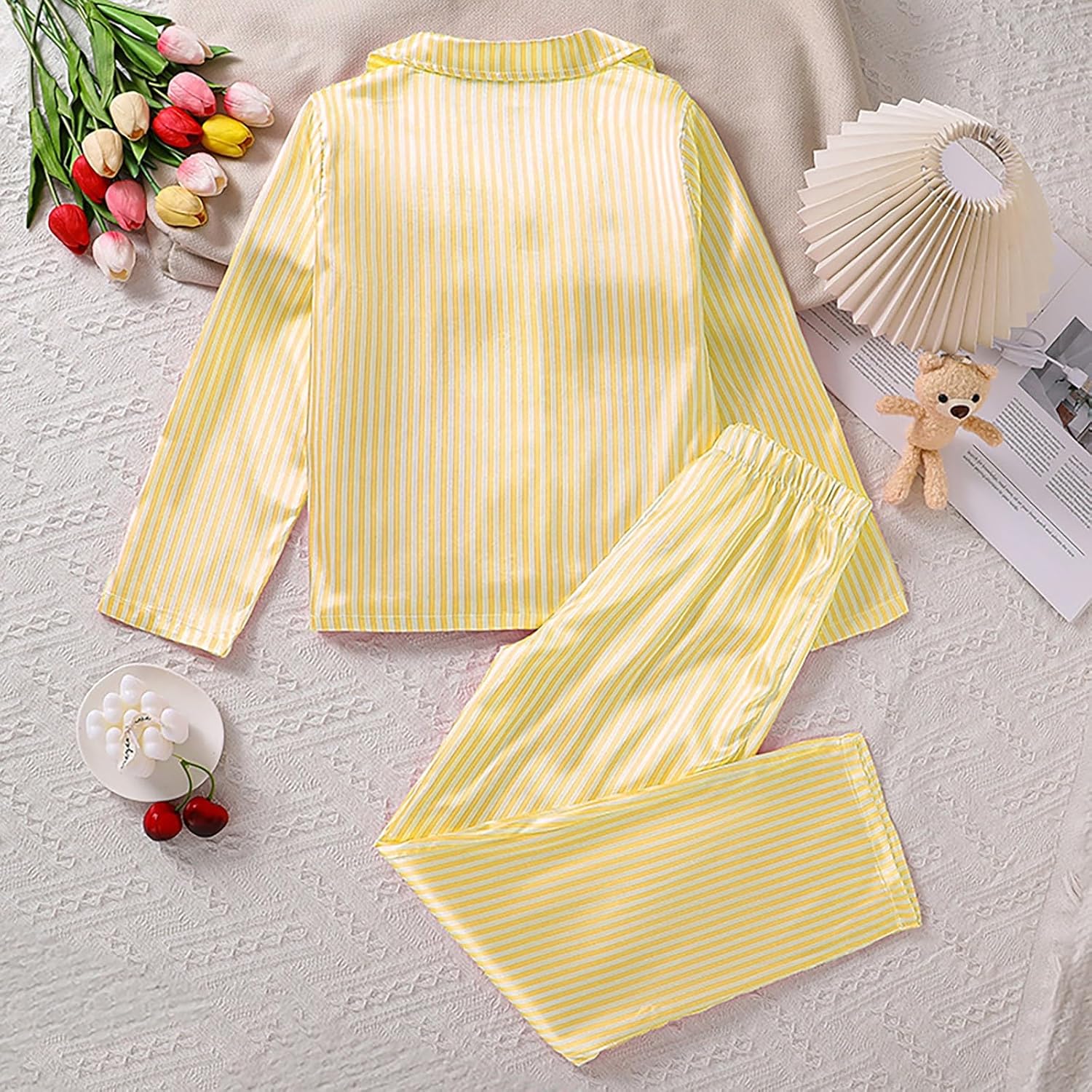 Little Boy Girl Satin Pajamas Set for 9-Year-Olds