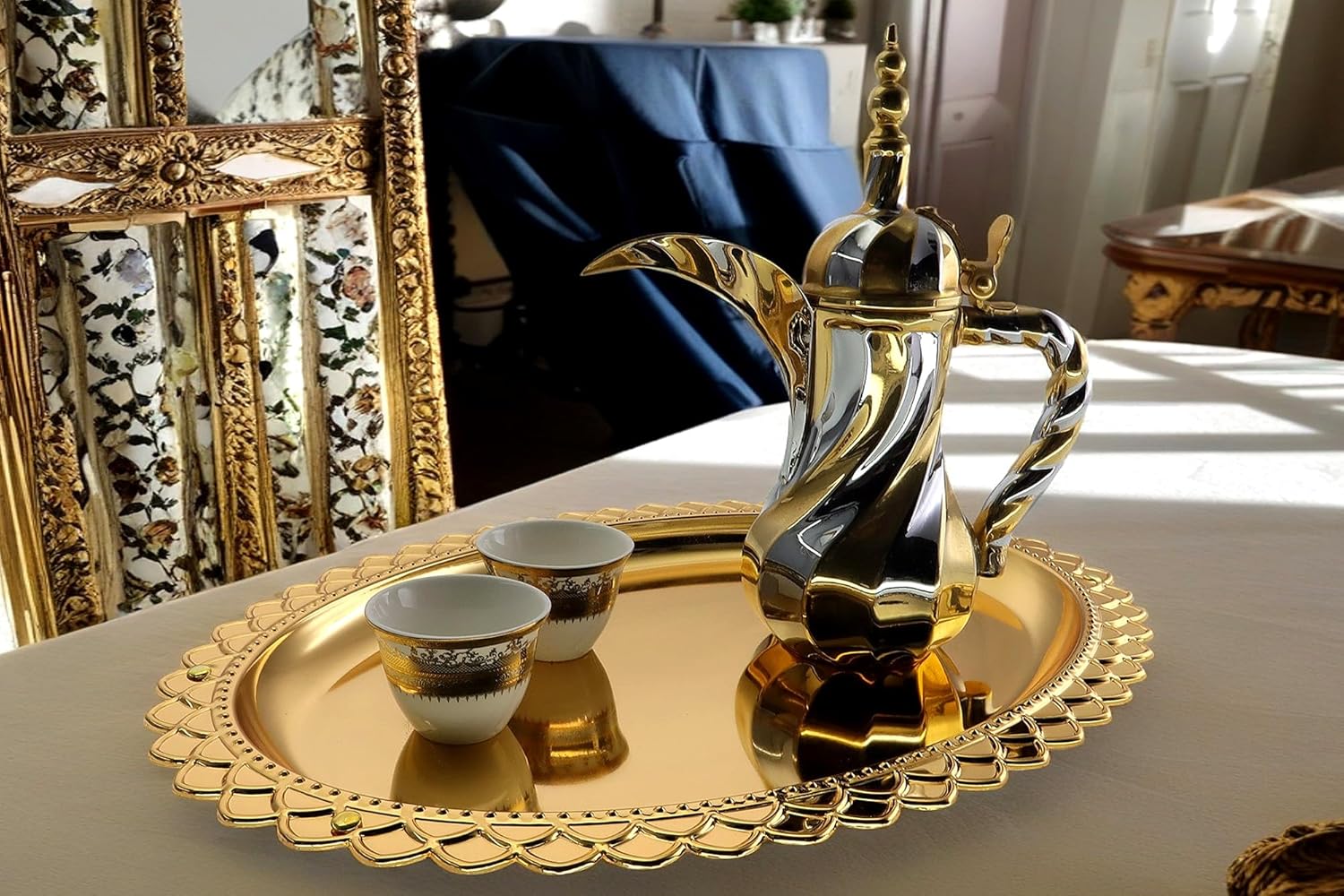 Pack of 2 171x125 Inch Oval Gold Plated Serving Trays