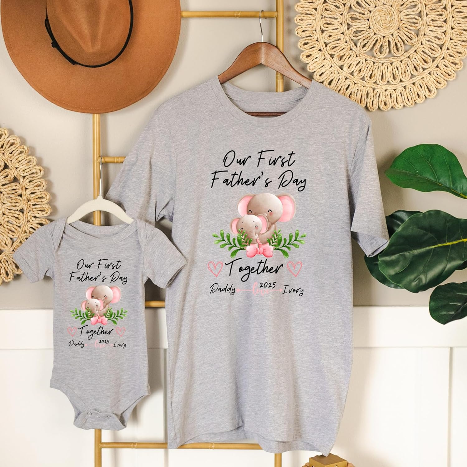 Our First Fathers Day Personalized Matching Shirts Set