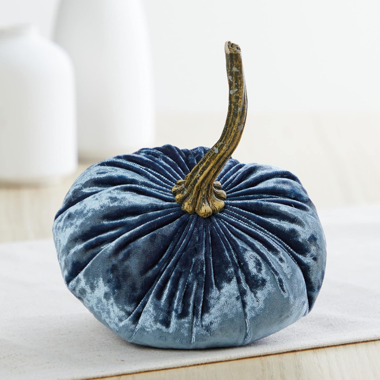 Set of 4 Small Velvet Pumpkins for Home Decor