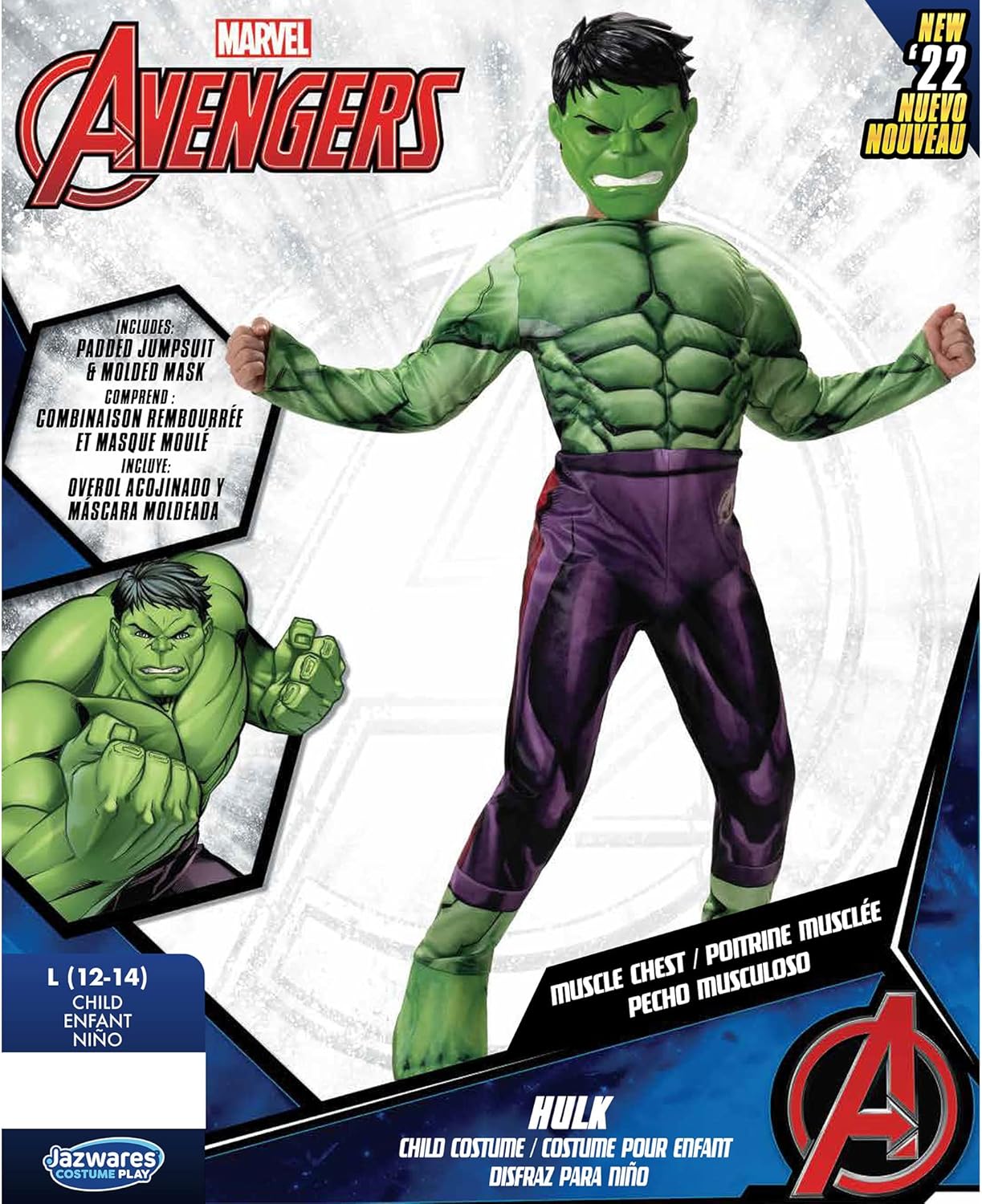 Marvel Hulk Youth Halloween Costume - Padded Jumpsuit with Mask