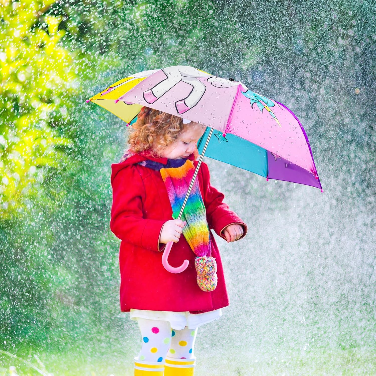 EAONE Kids Umbrella with J Handle and Whistle