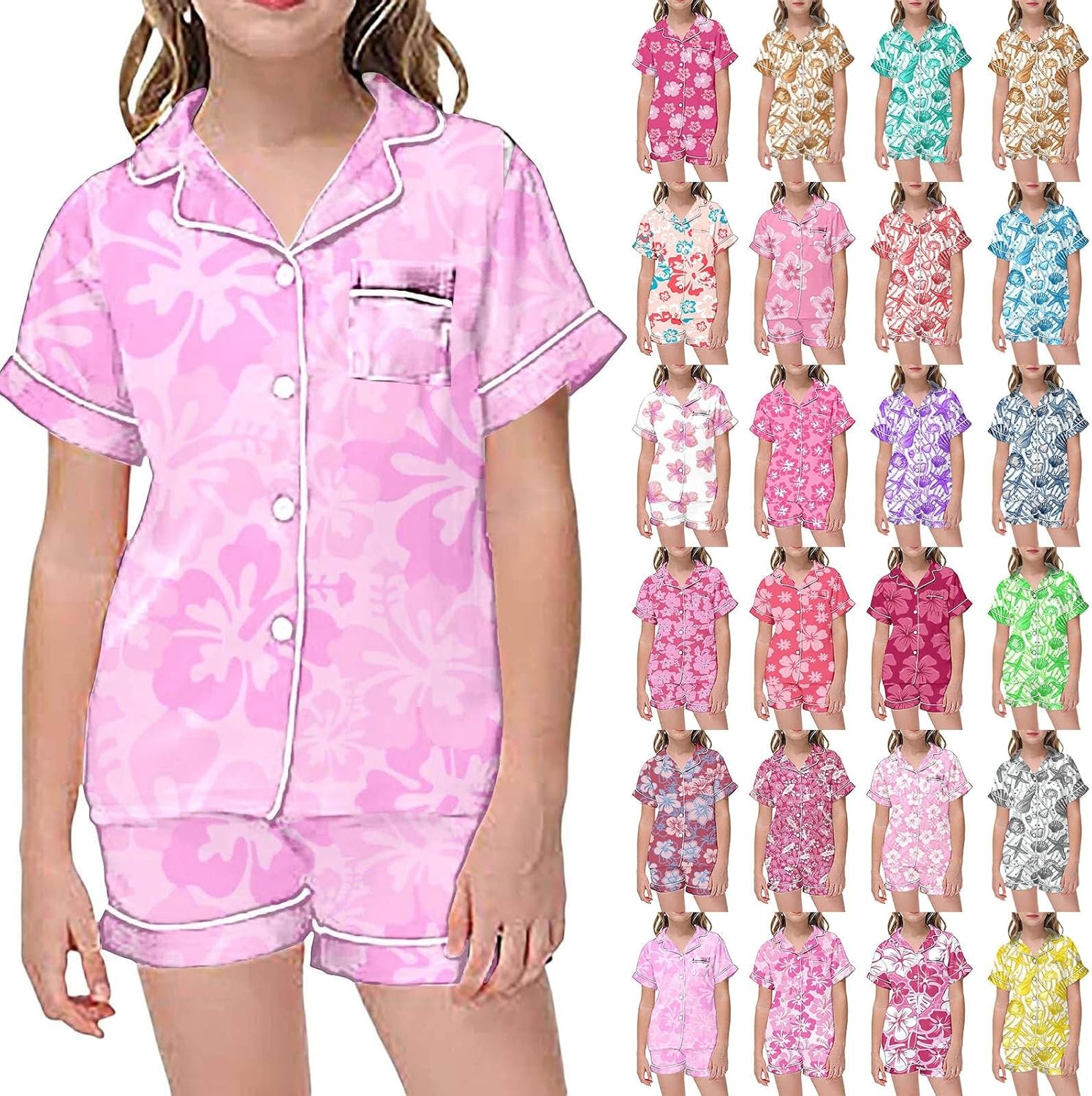 Kids Girls Flower Print Pajamas Set 3-6 Months