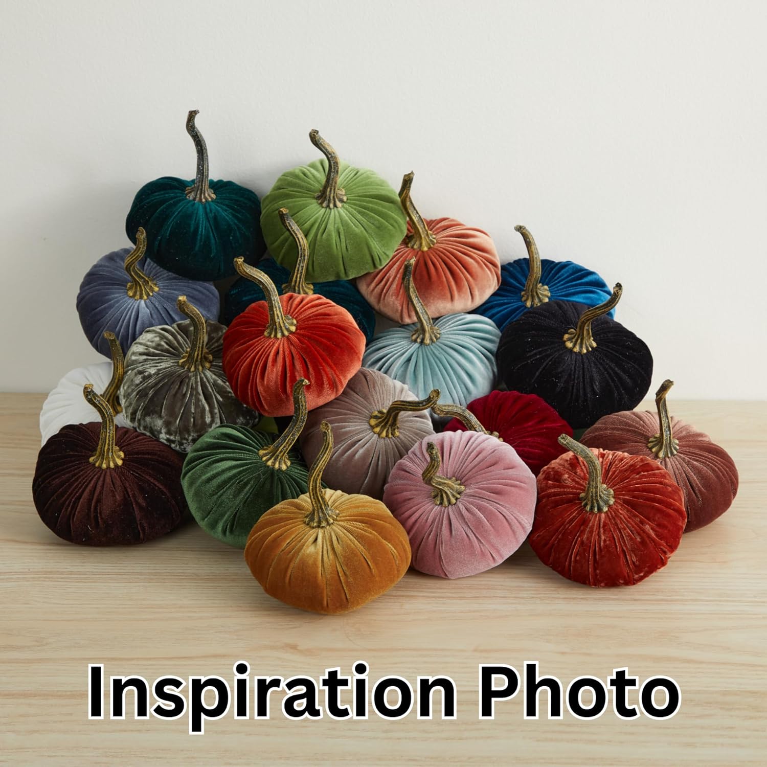 Set of 4 Small Velvet Pumpkins for Home Decor