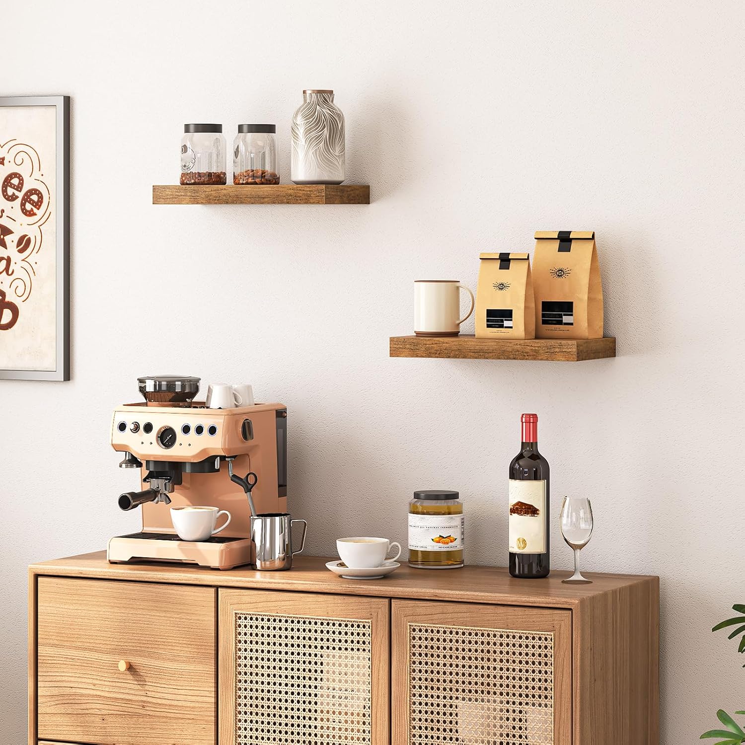 HOOBRO Floating Shelves Set of 2 Rustic Brown