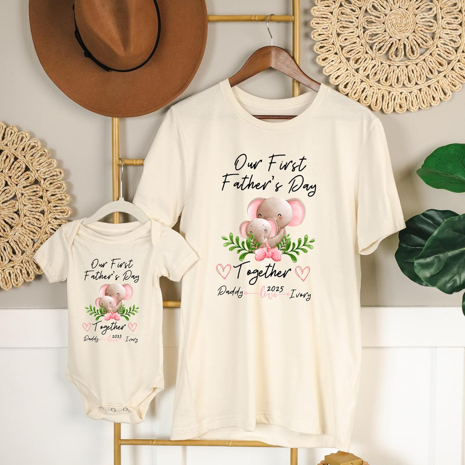 Our First Fathers Day Personalized Matching Shirts Set
