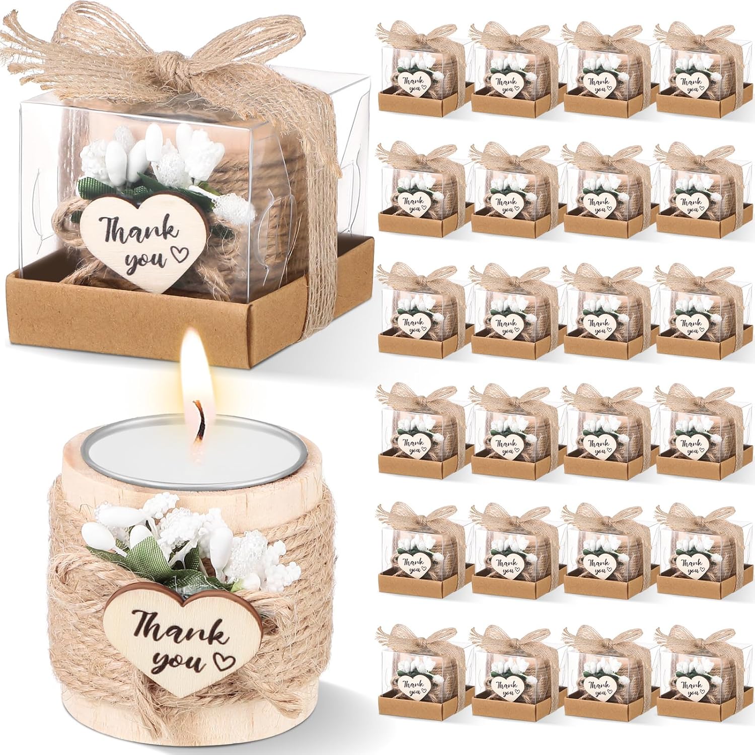 Retisee Wood Candle Holders 24 Sets Wedding Favors 1