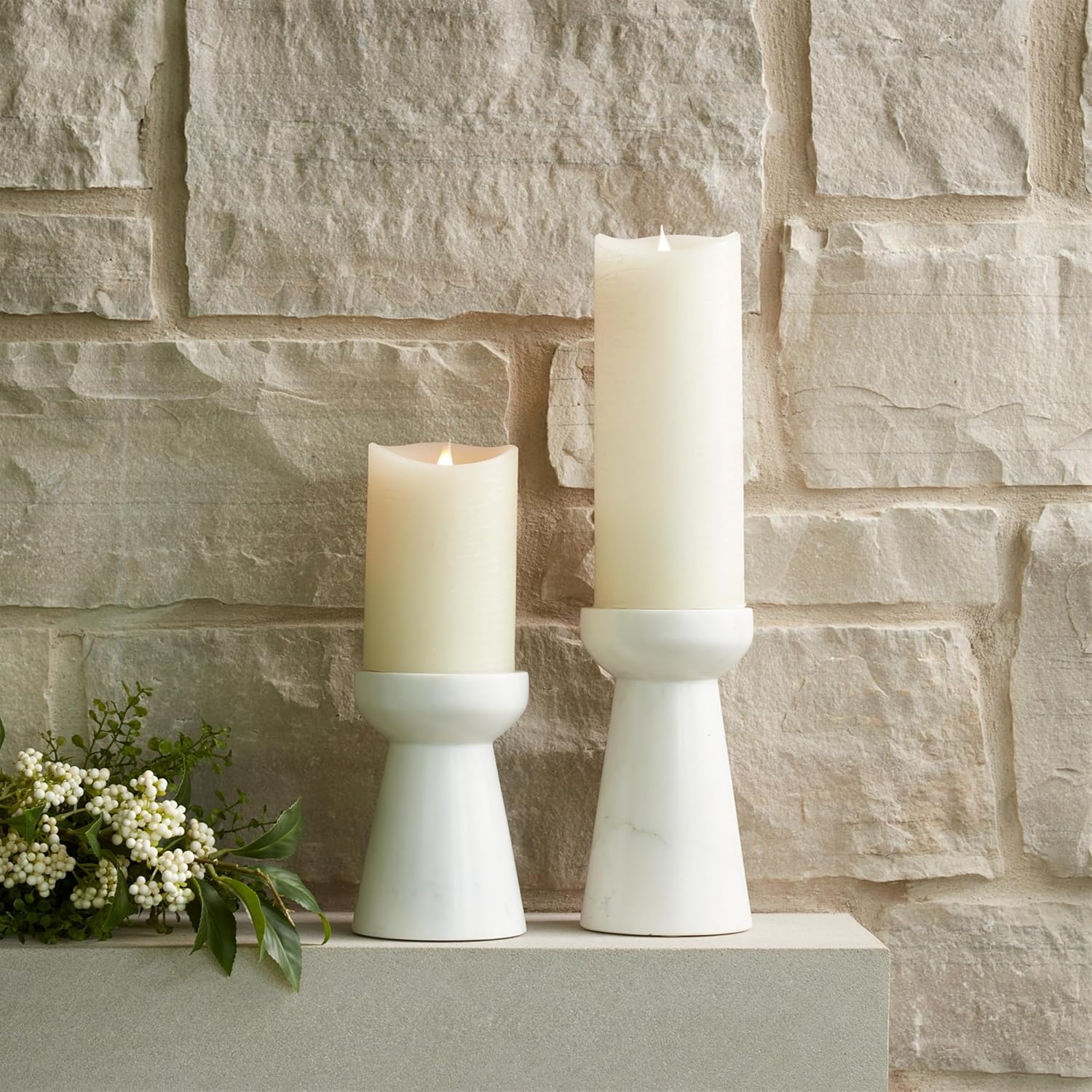 Melrose Tapered Marble Candle Holder Set of 2