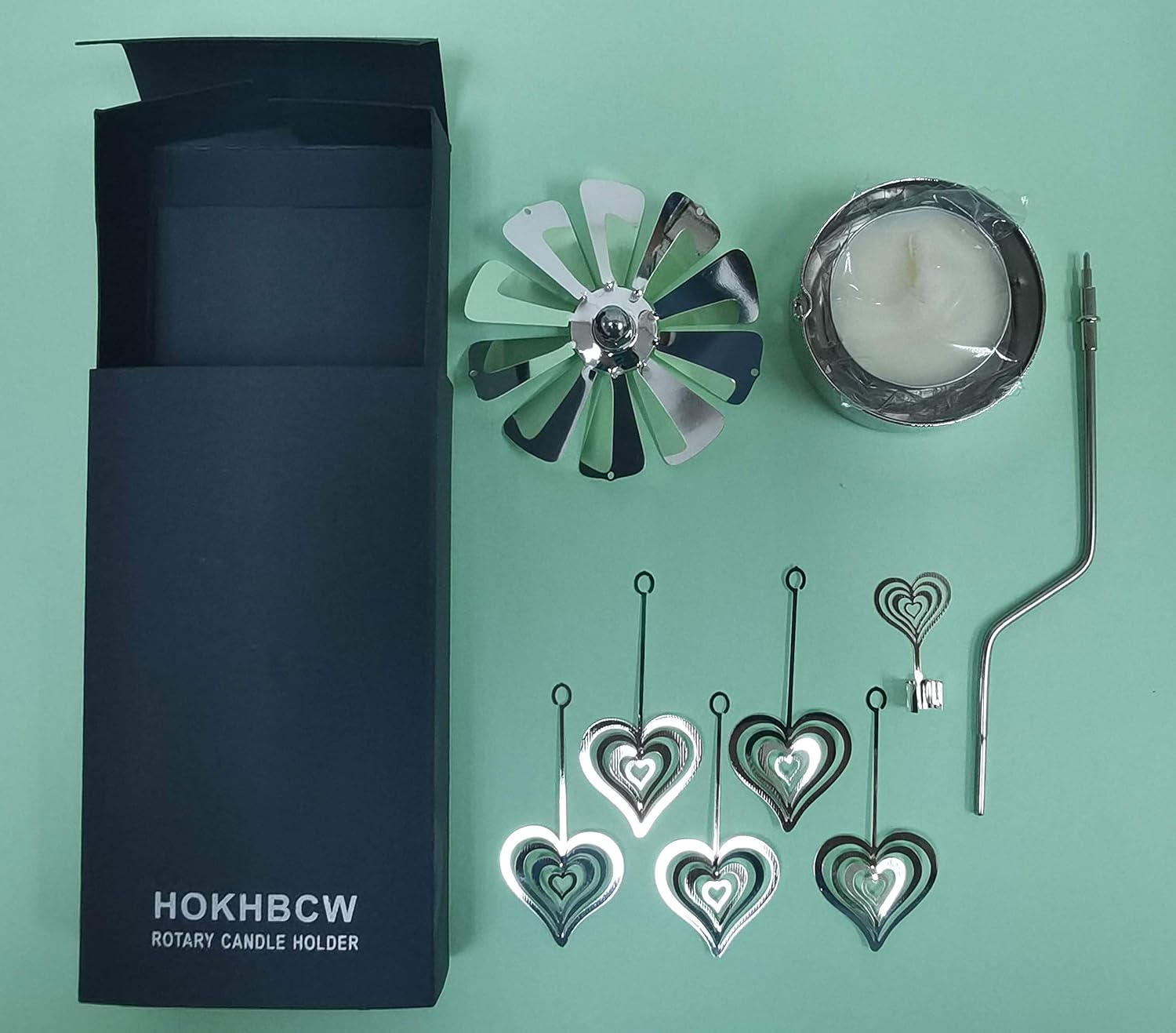 Rotary Candle Holder Spinning Metal Heart Gift