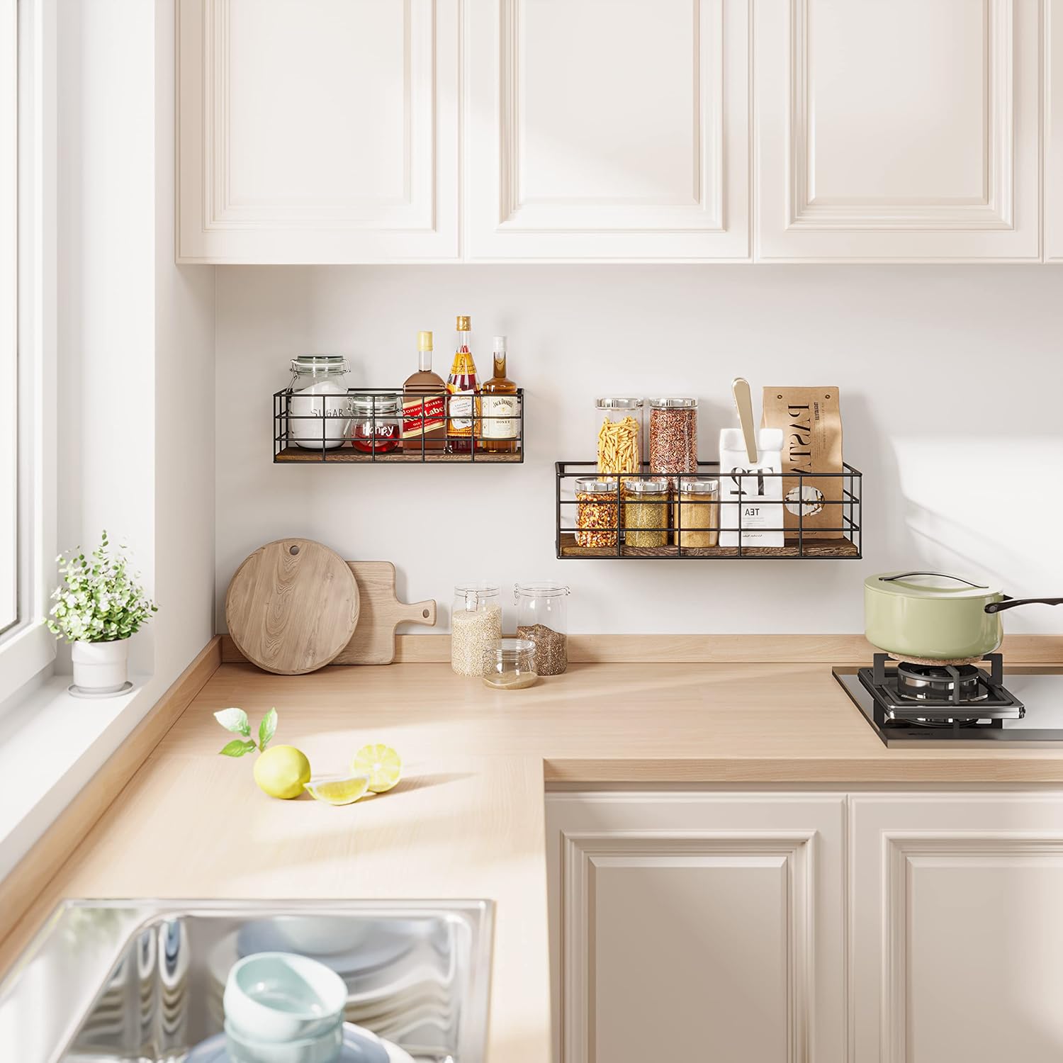 Fixwal Floating Shelves 4 Sets Wall Mounted Storage Shelves