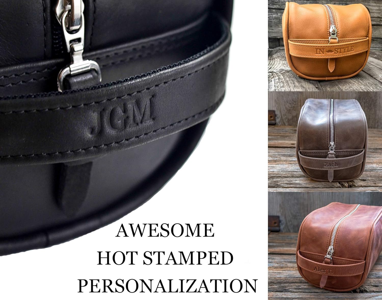 Leather Dopp Kit for Men Personalized Travel Organizer