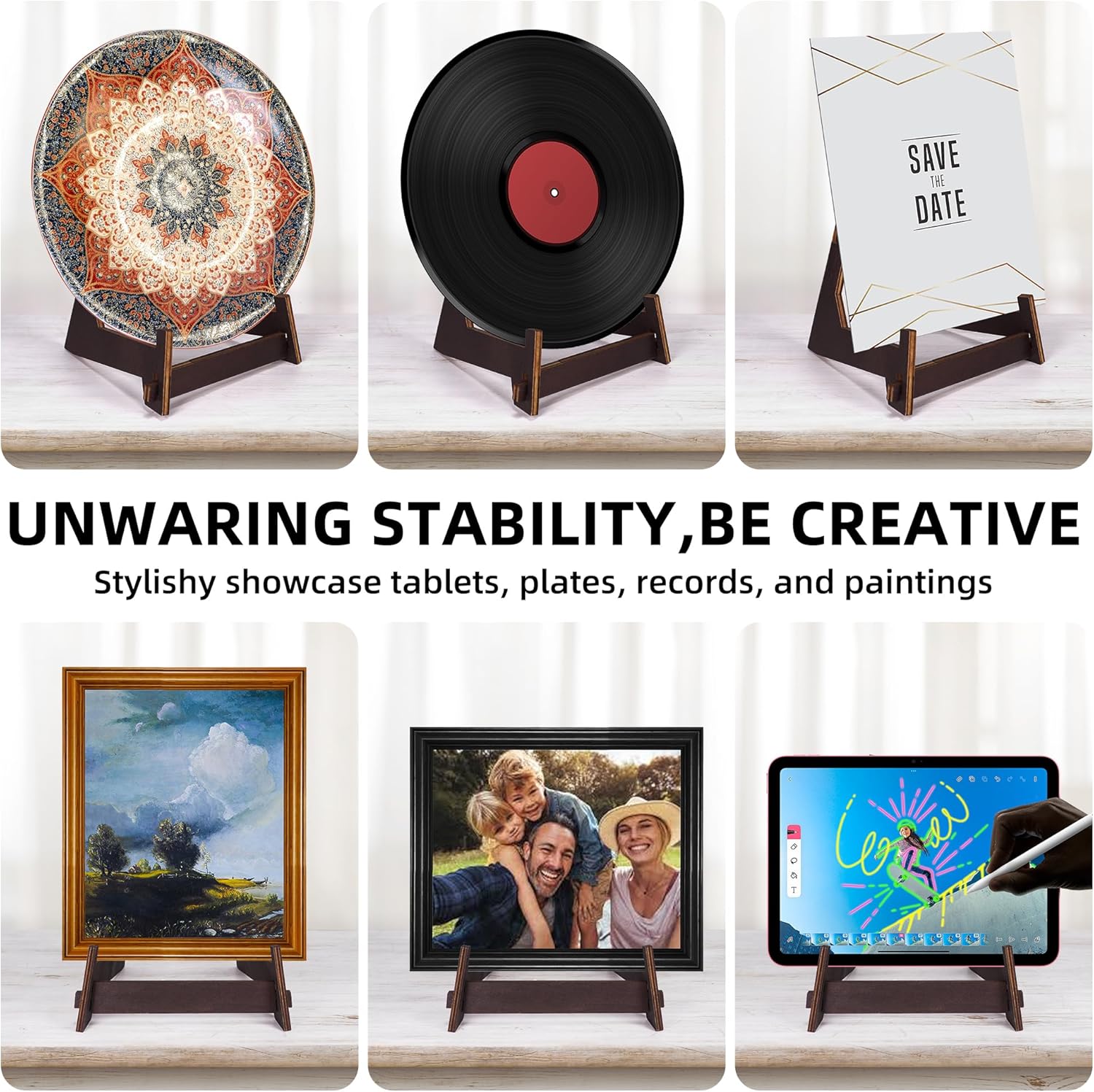 ZOZODIA 2 Pack 6 Inch Wooden Display Stand