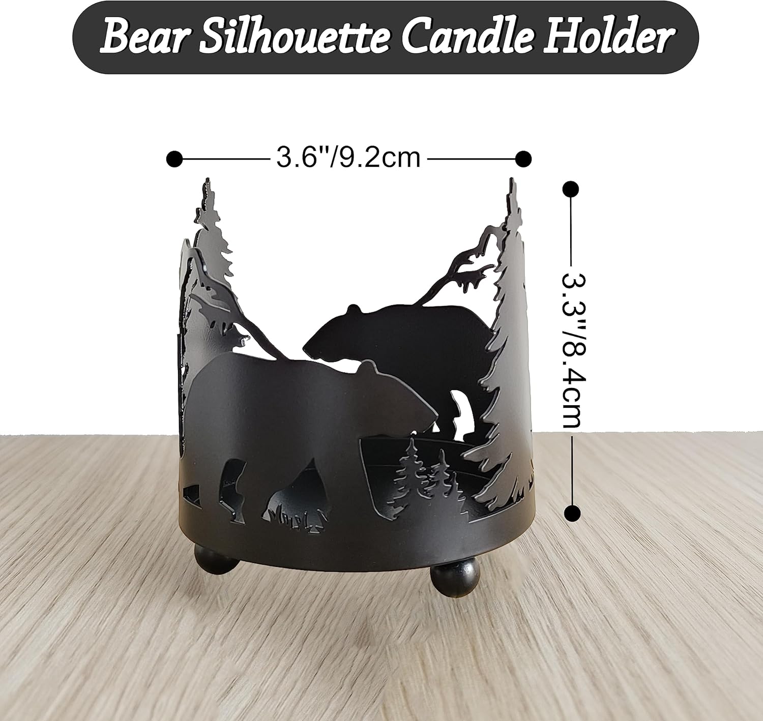 iobiotio Bear and Forest Candlestick Holder