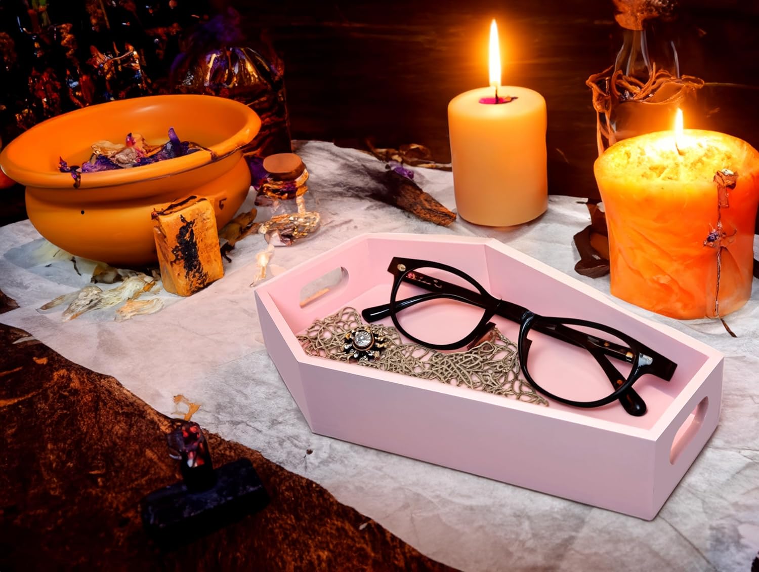 TOSOENPHY Pink Coffin Tray 142 Tall - Gothic Decor