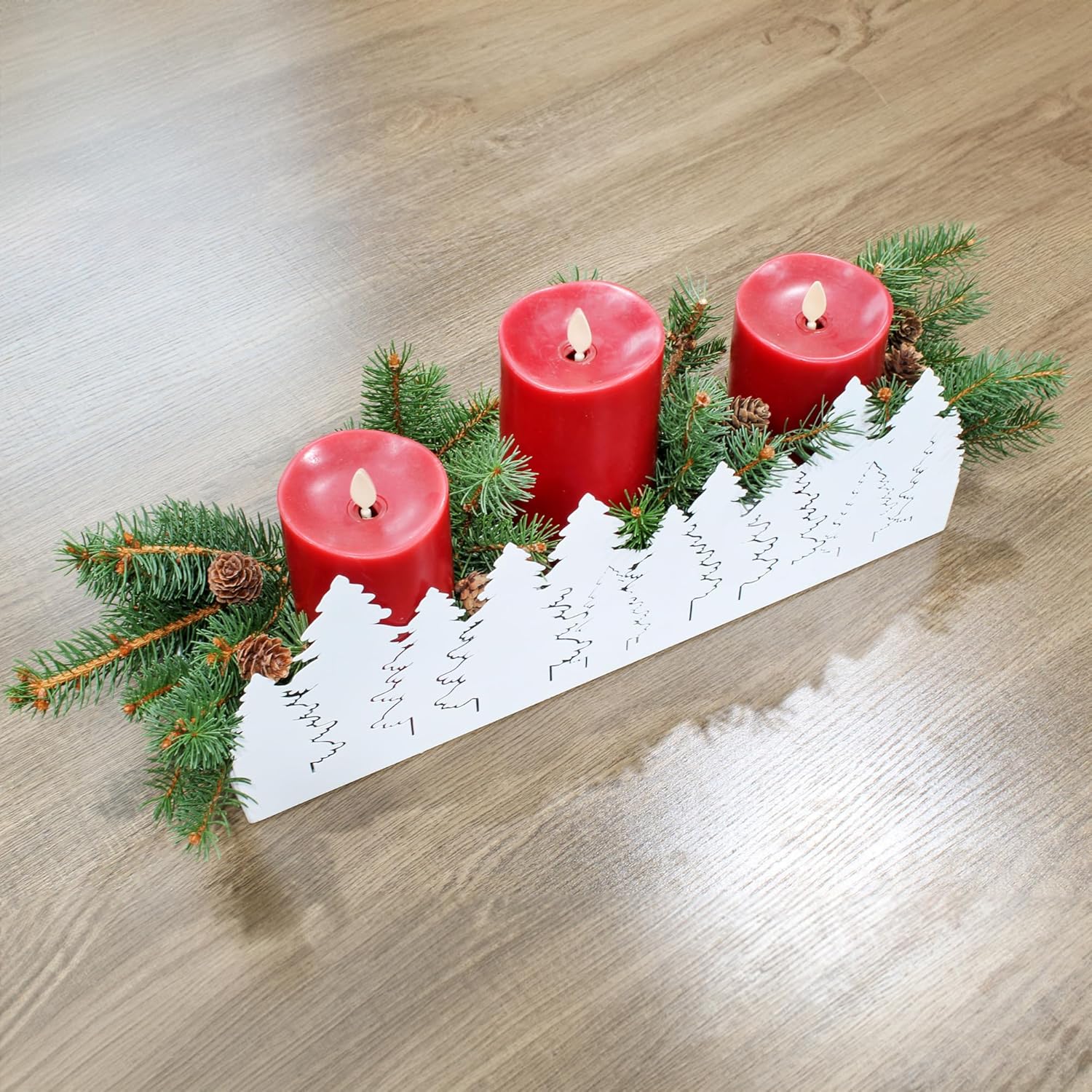 AuldHome Design Christmas Tree Galvanized Tray White