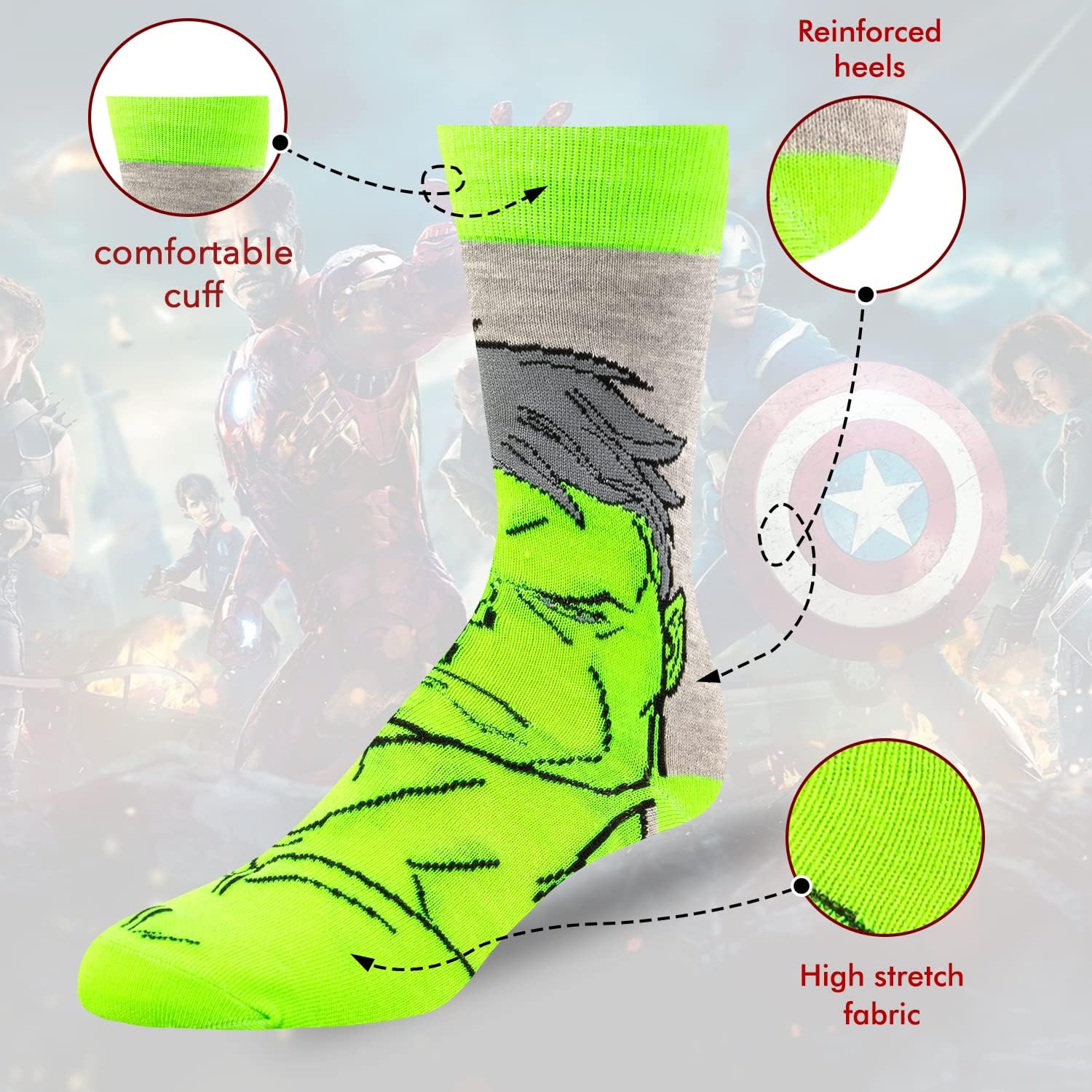 Marvel Legends Socks for Boys Men - 6 Pack
