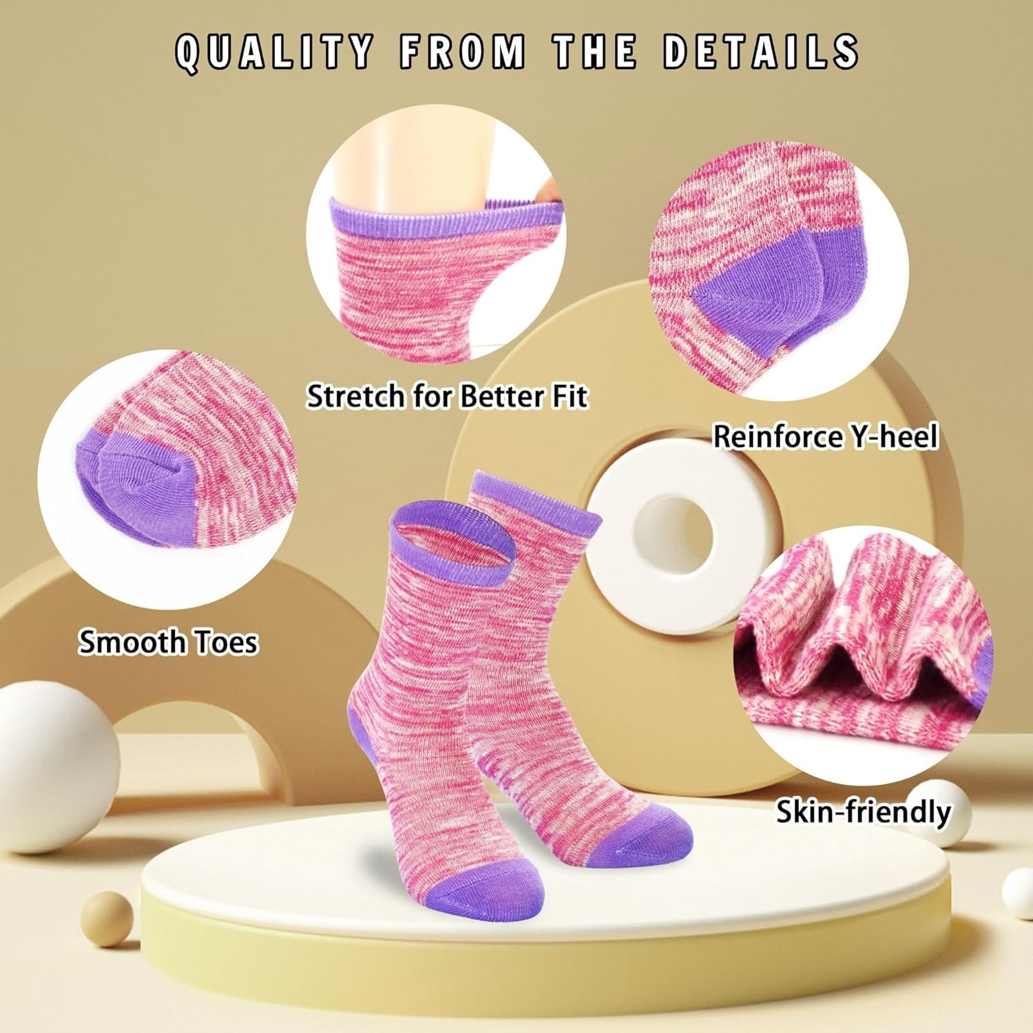 SPTRAMLE Girls Mid Calf Socks 6 Pairs Comfortable Durable