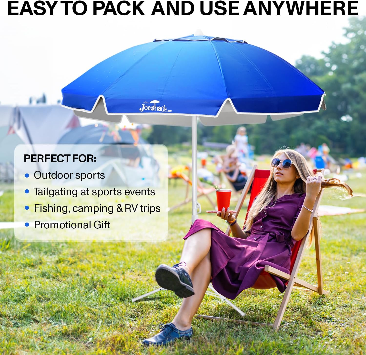 Portable UV Sun Shade Umbrella with Tripod Stand Blue