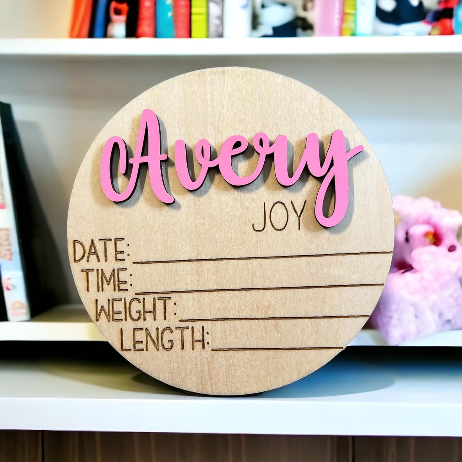 Personalized 3D Baby Name Announcement with Stats and Photo