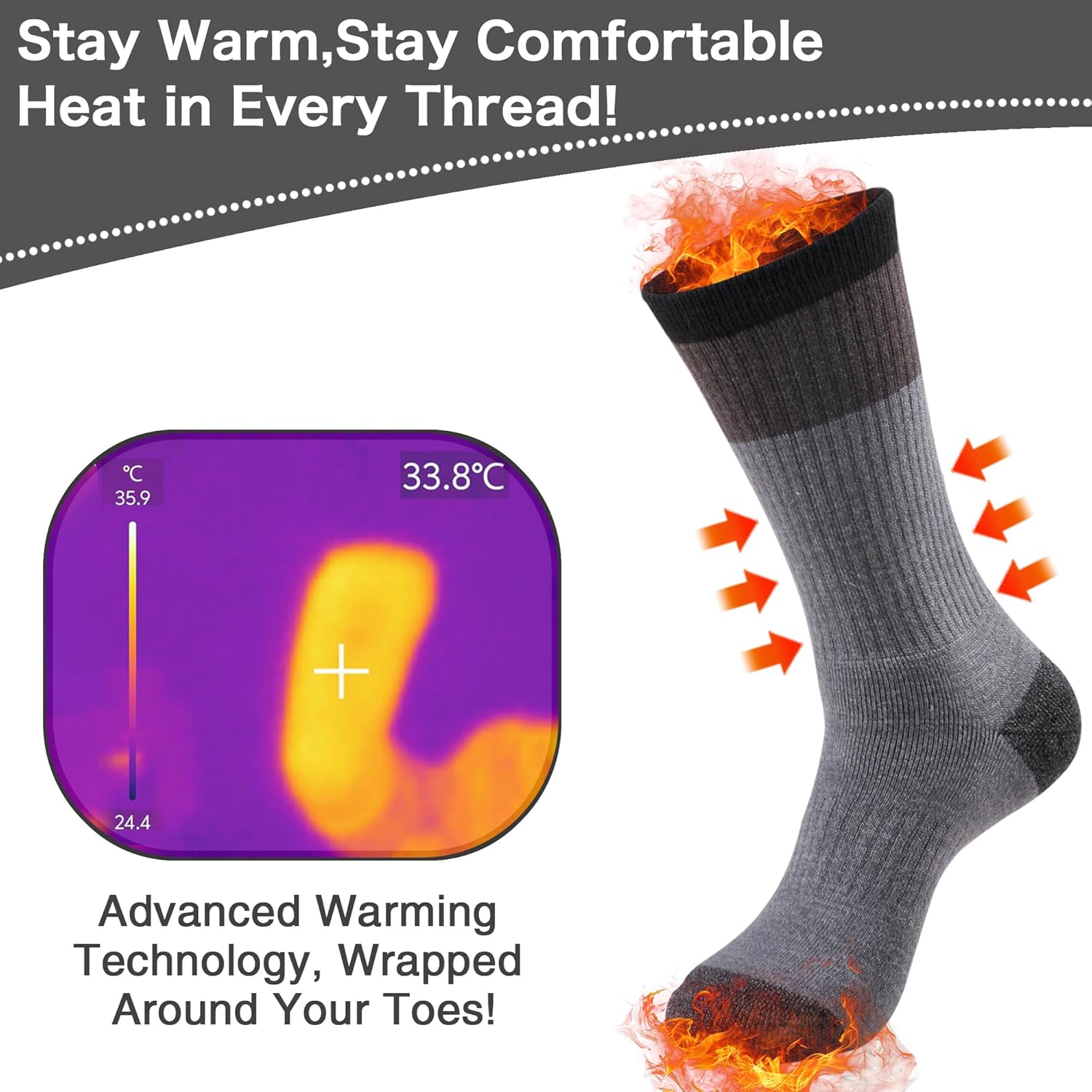 GKX Mens Merino Wool Hiking Socks 9-11 10-13