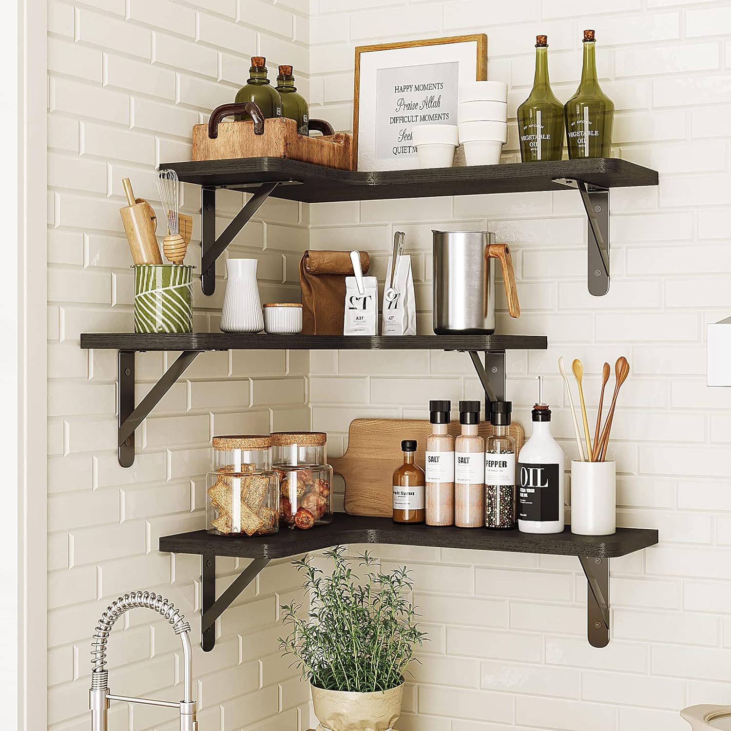 Fixwal Corner Floating Shelves Set of 5 Black 1